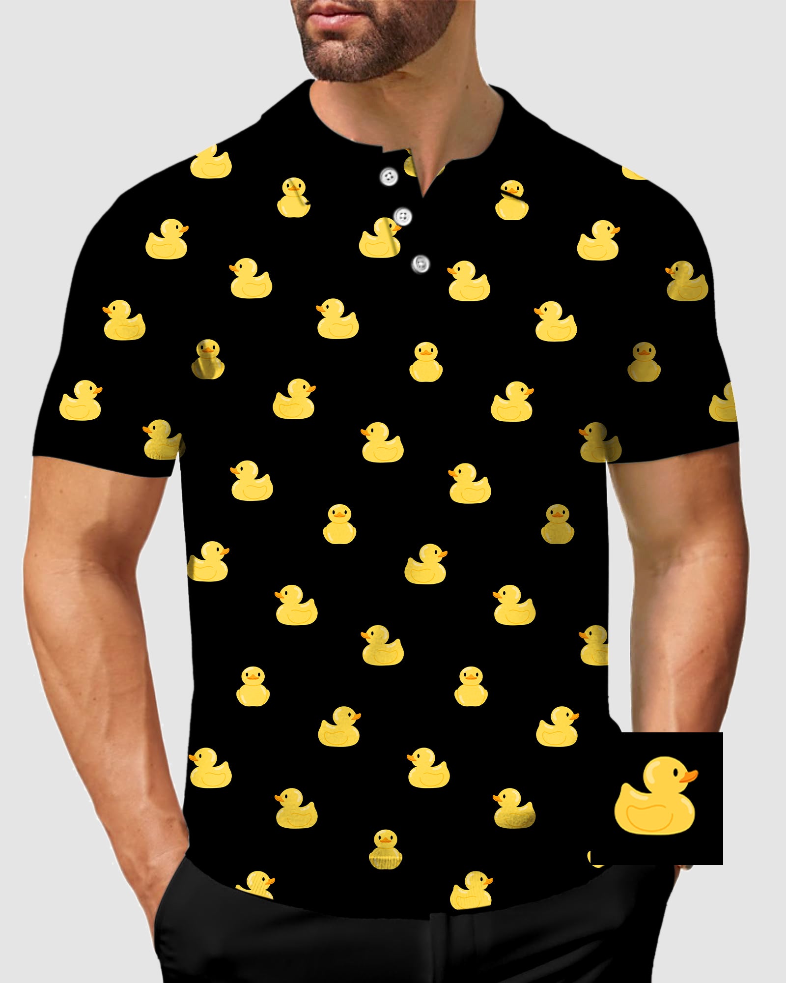 Men's Yellow Rubber Duck Custom The Background Color Polo
