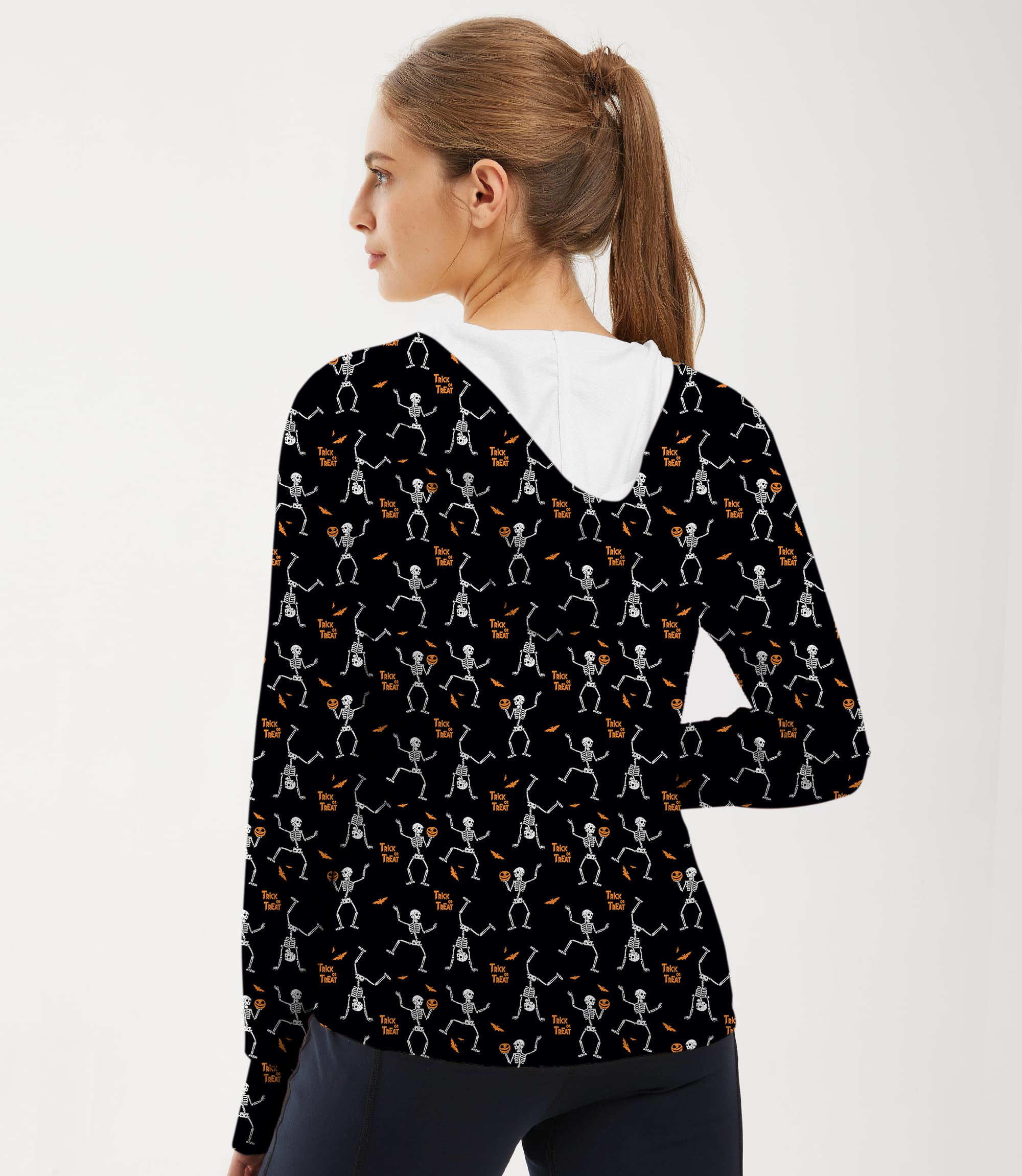 Women's Outdoor Halloween Dancing Skeletons Golf Sun Protection Slim Fit zip hoodies