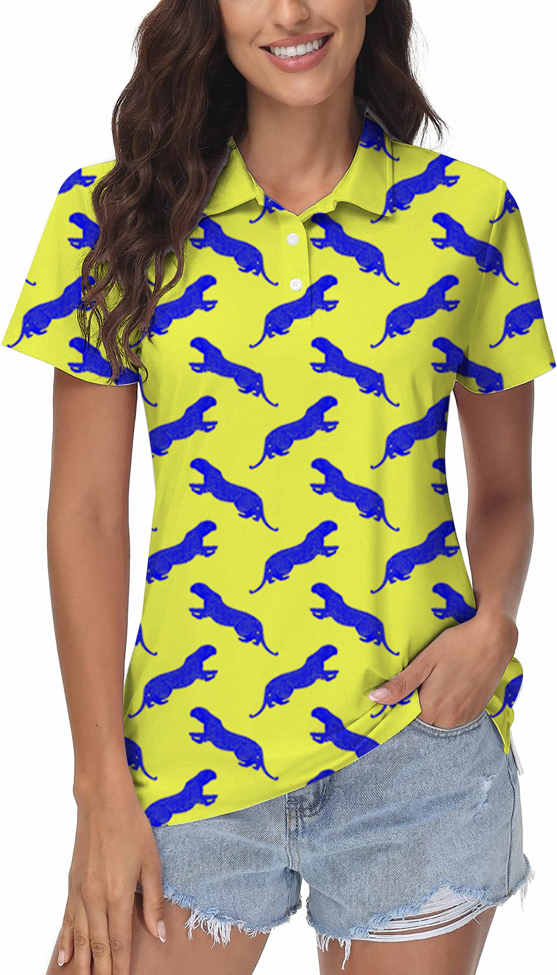 blue leopard Women's Golf Polo