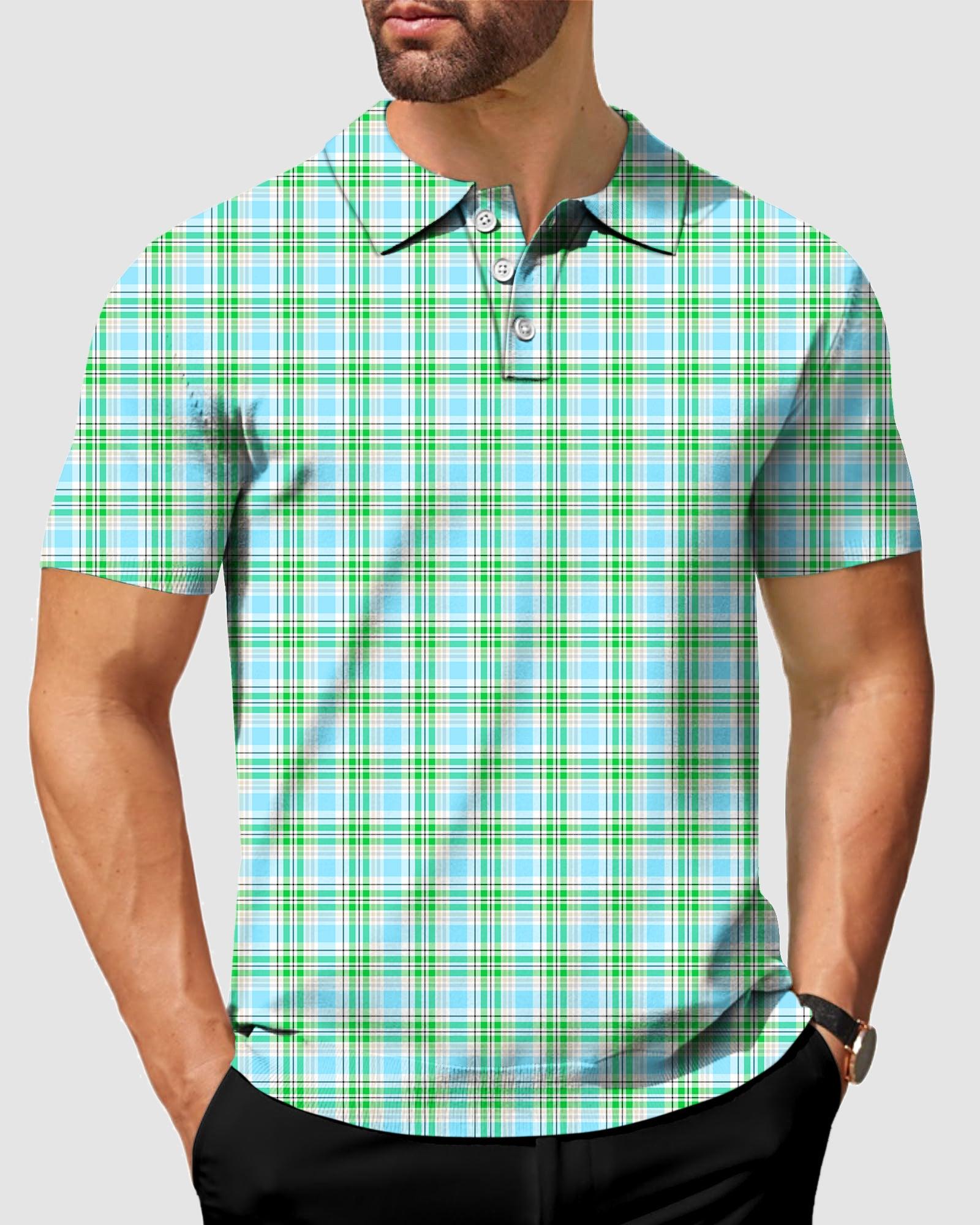 Men's Striped checkerboard golf polo