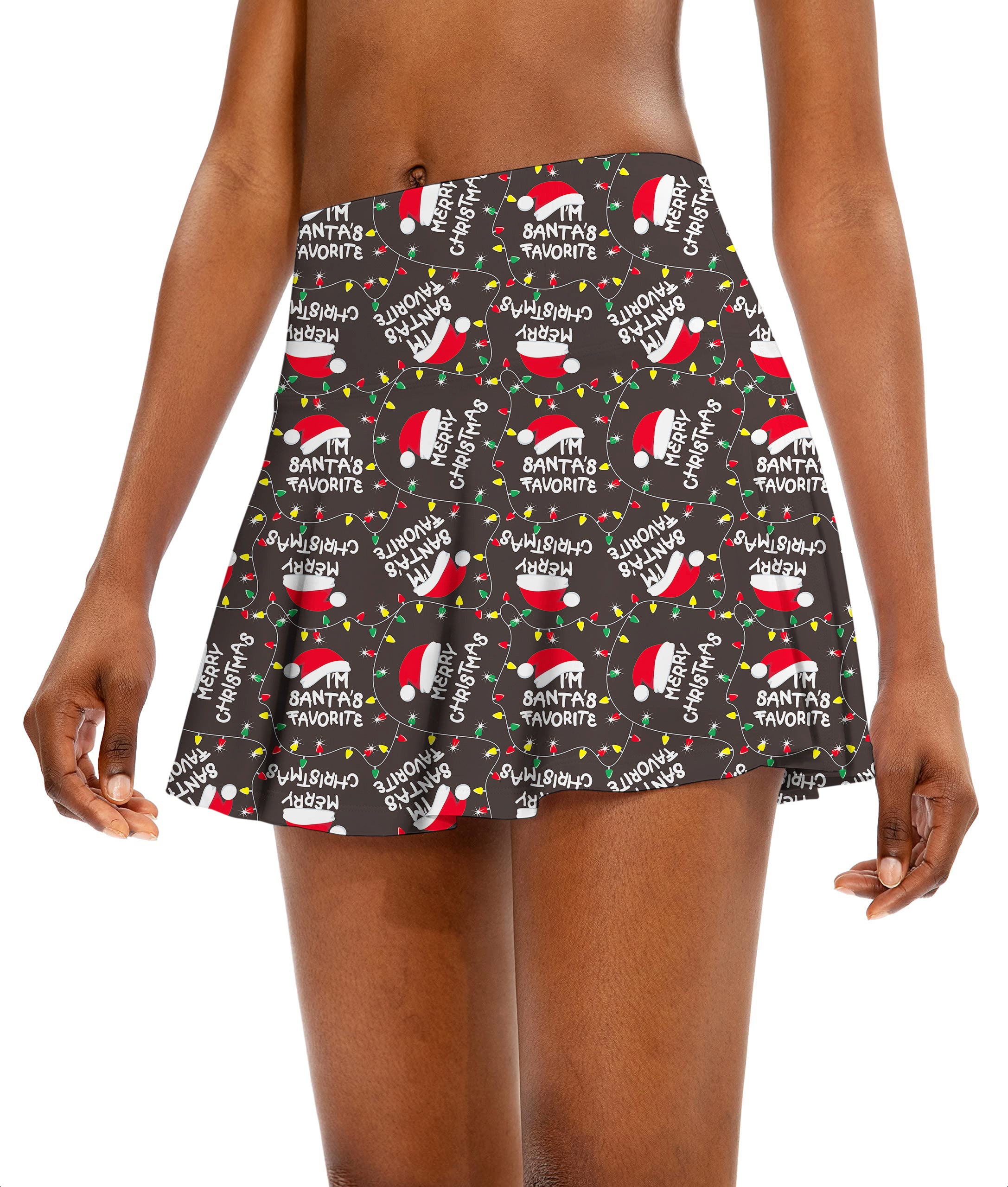 Merry Christmas Women's Athletic Golf Skorts Flared Skirts