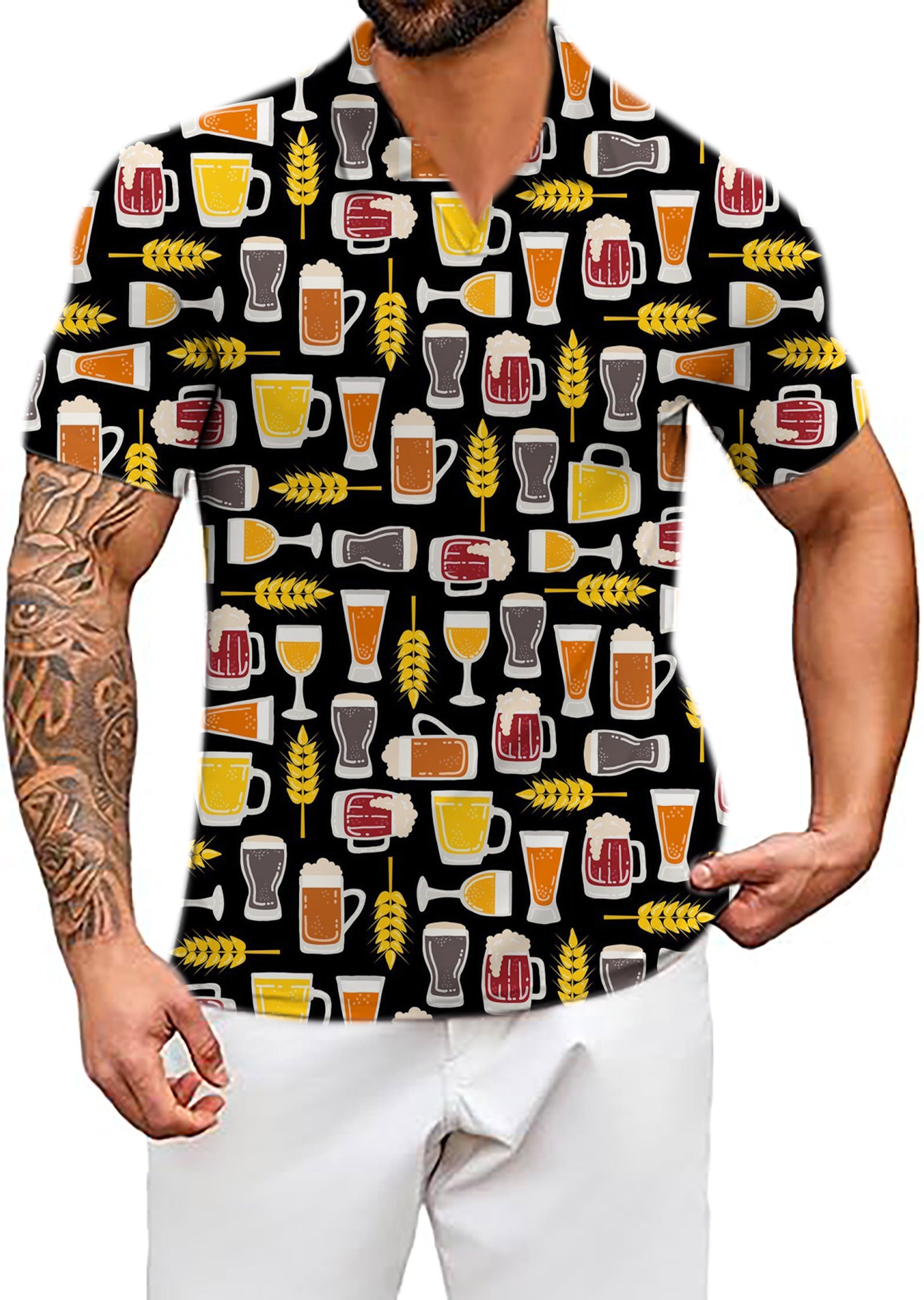 Men's Fall Brewskis V Neck Golf Polo Shirts