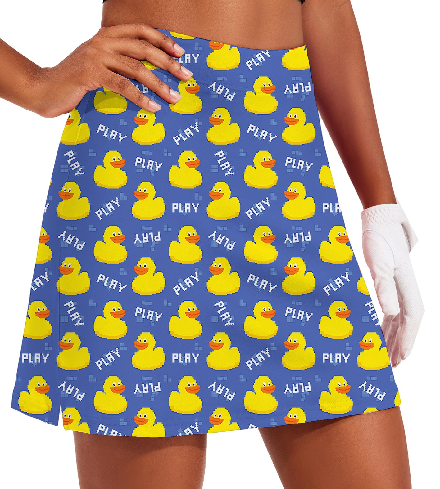 Women's Yellow duck Golf Skirts Inner Shorts Pocket