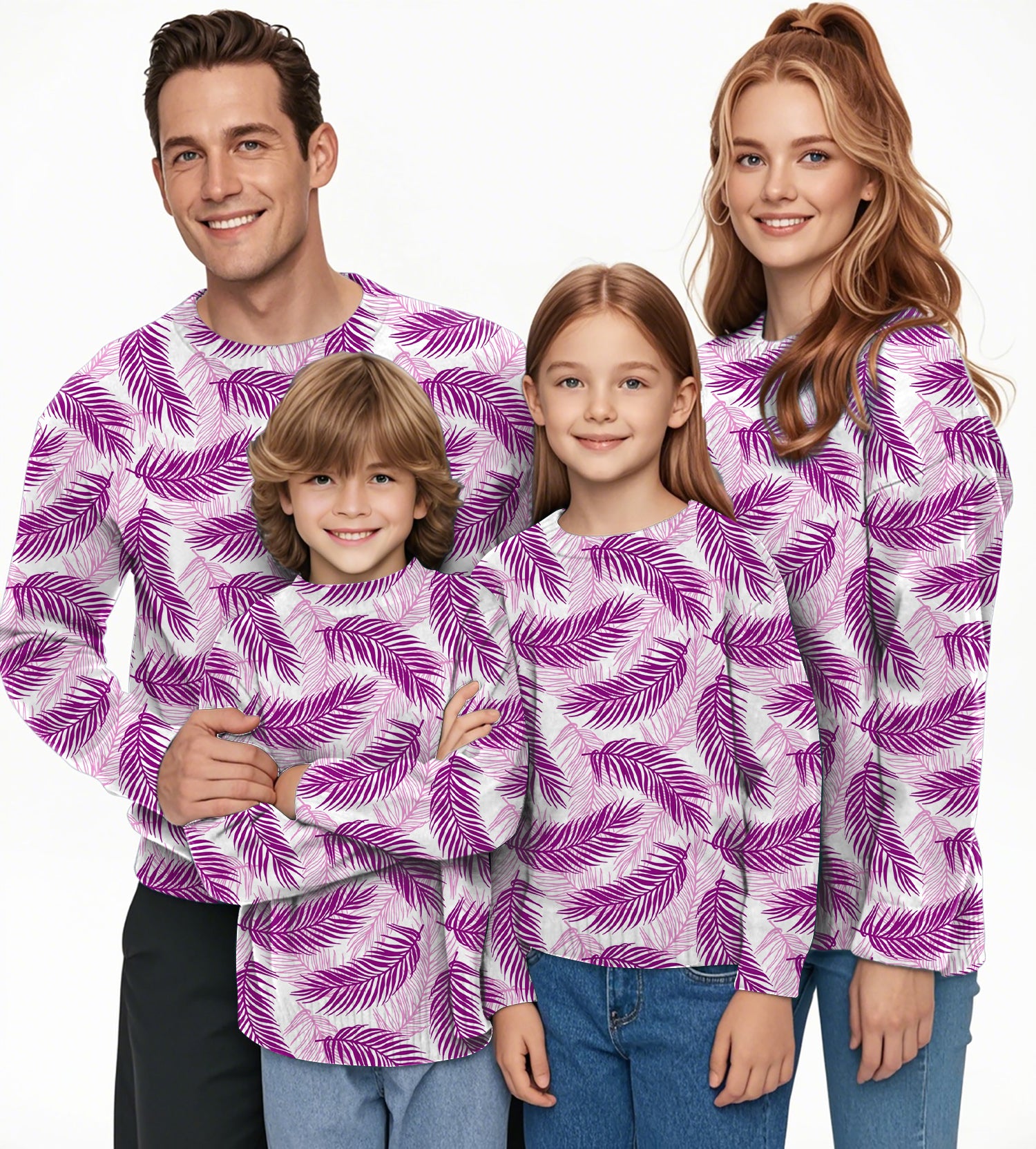 Purple Palms Crewneck Pullover Ugly Sweater Men Women boy girl family