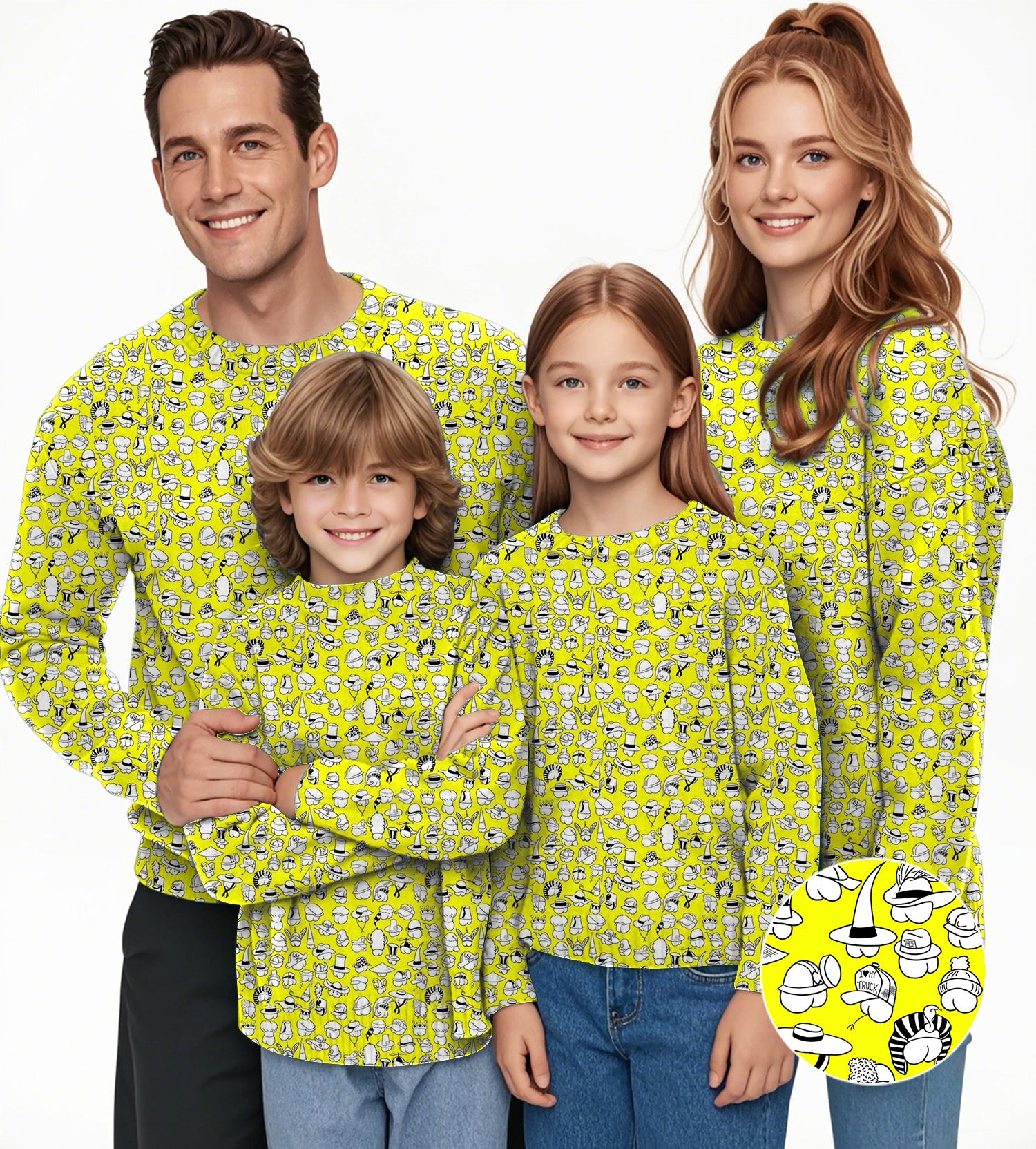 Yellow Versatile Hips Designer style Crewneck Pullover Ugly Sweater Men Women boy girl family