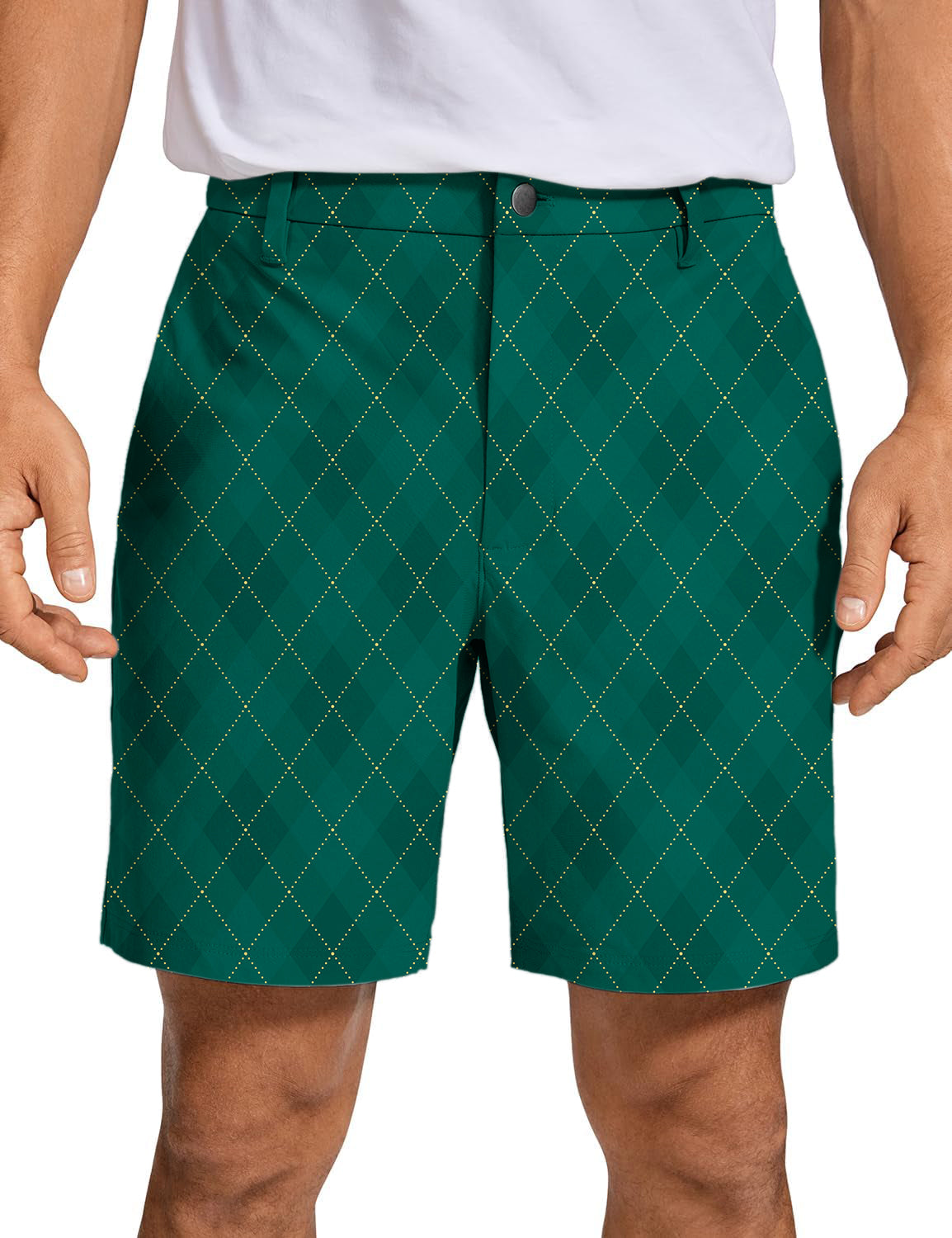 Men's Green diamond grid Golf Shorts