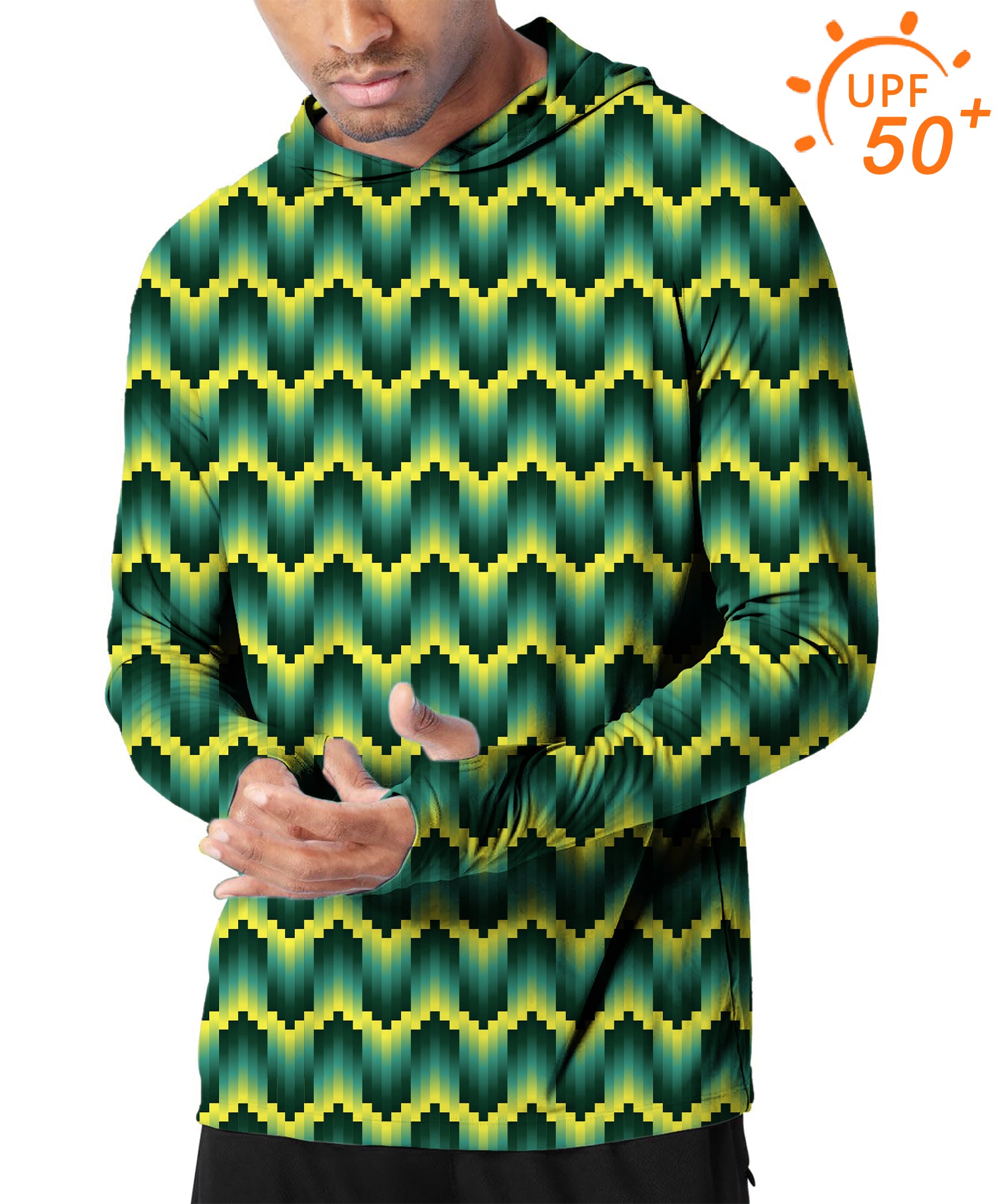 Men's Outdoor Green Ripples Custom Sport Team Competition Uniforms Golf Sun Protection Slim Fit  hoodies