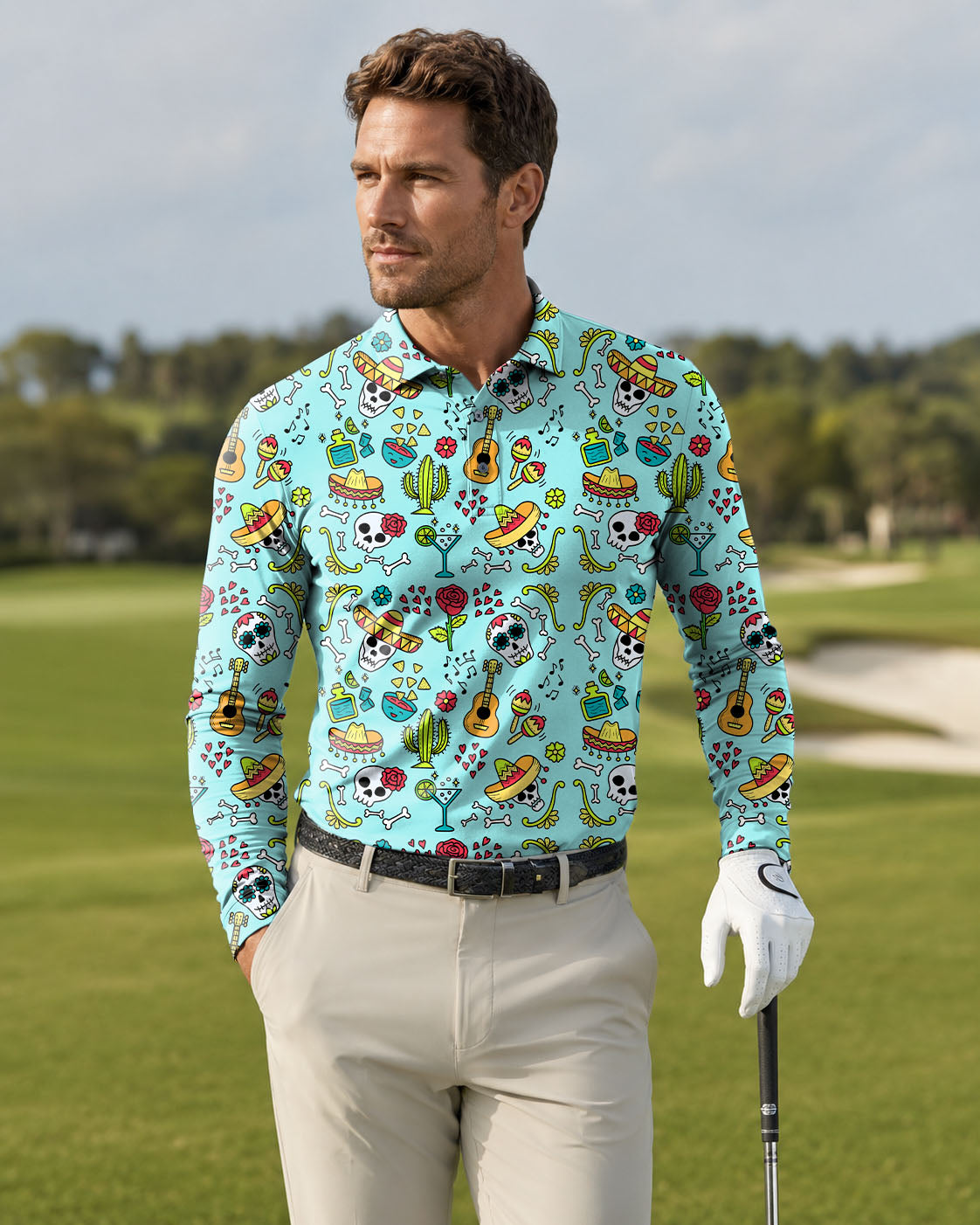 Men's Fiesta Time Long-sleeved Polo for men hot sale