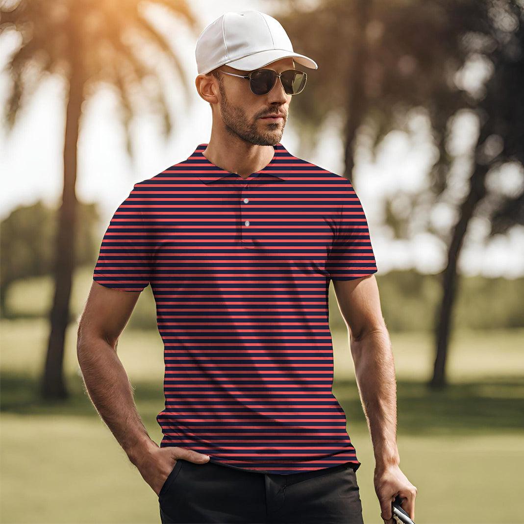 Men's Navy Red Stripes golf polo