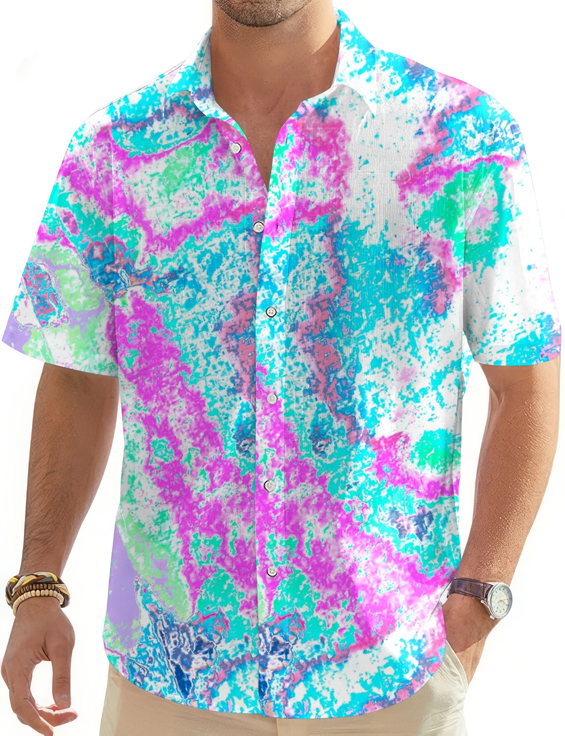 vintage fractal-Men's Golf Hawaiian Shirts Button Down Shirt