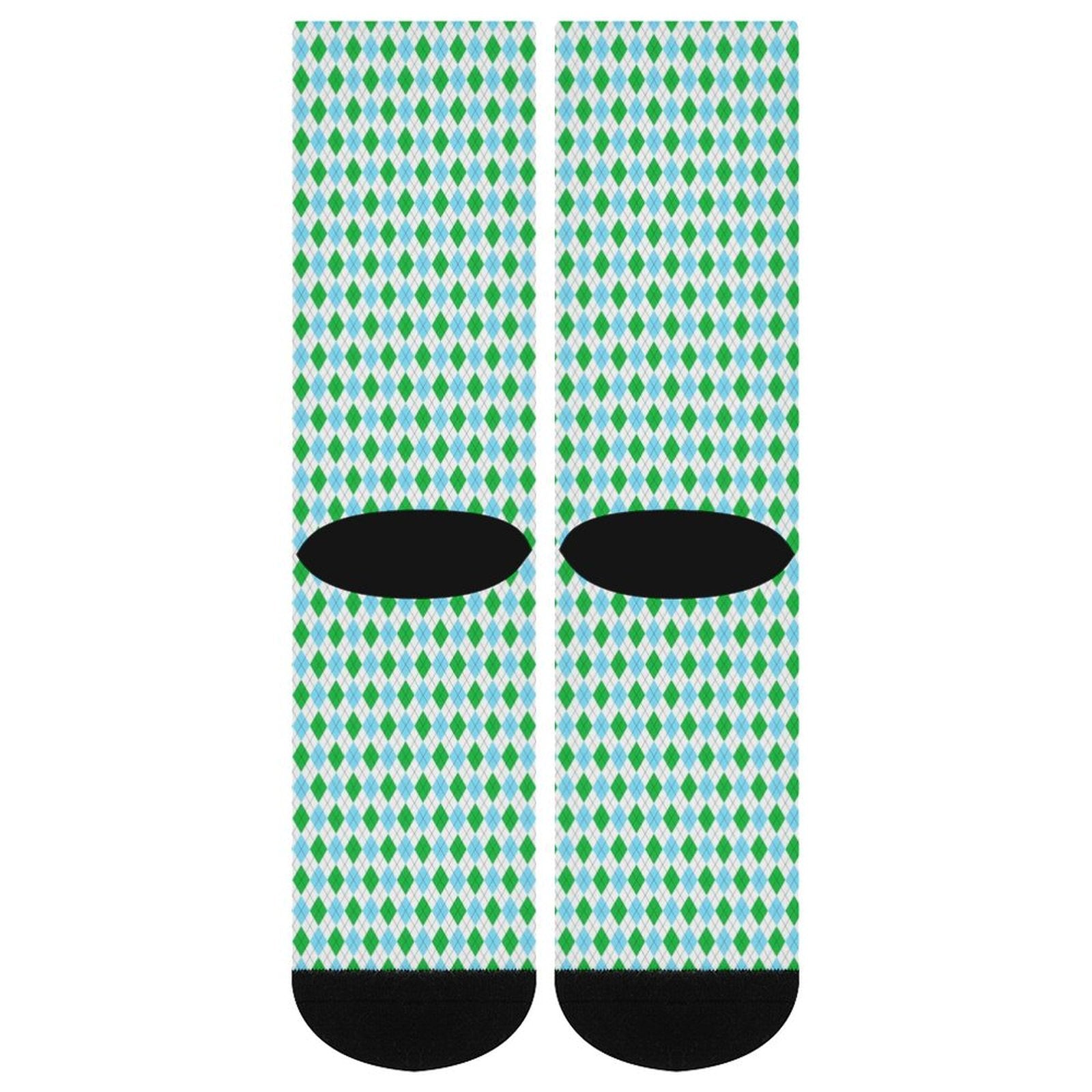Green diamond grid Prined socks Gifts for Men Women