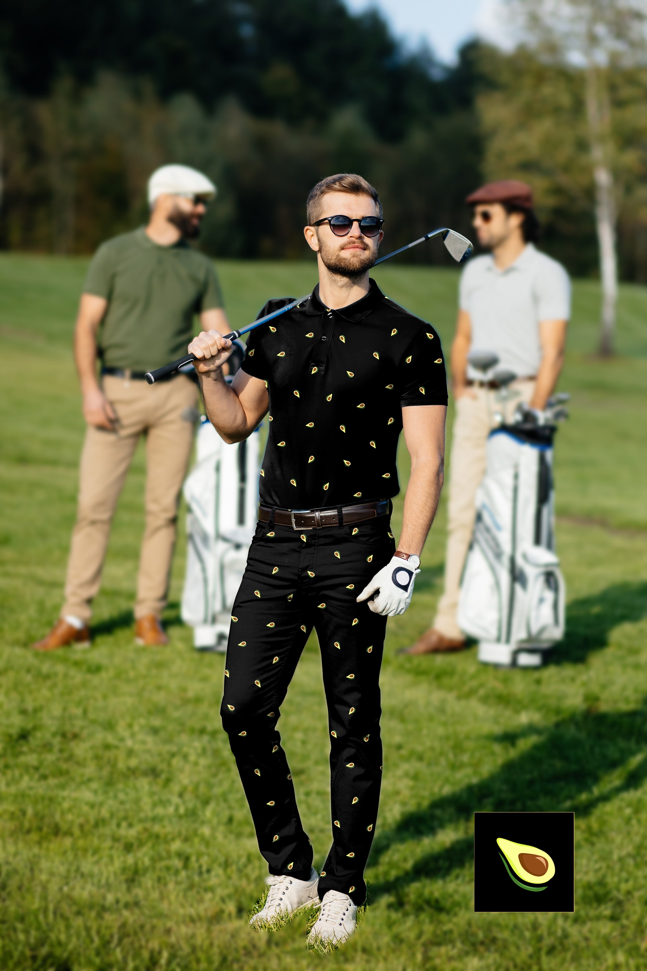 Men's Golf Set Polo+Pants Avocado Custom The Background Color