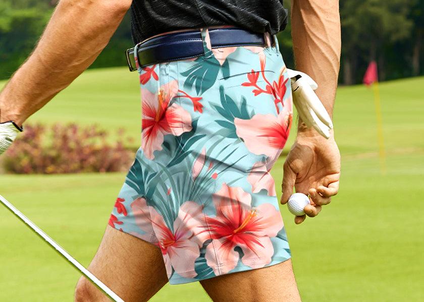 Men Hawaiian Flowers Golf Shorts