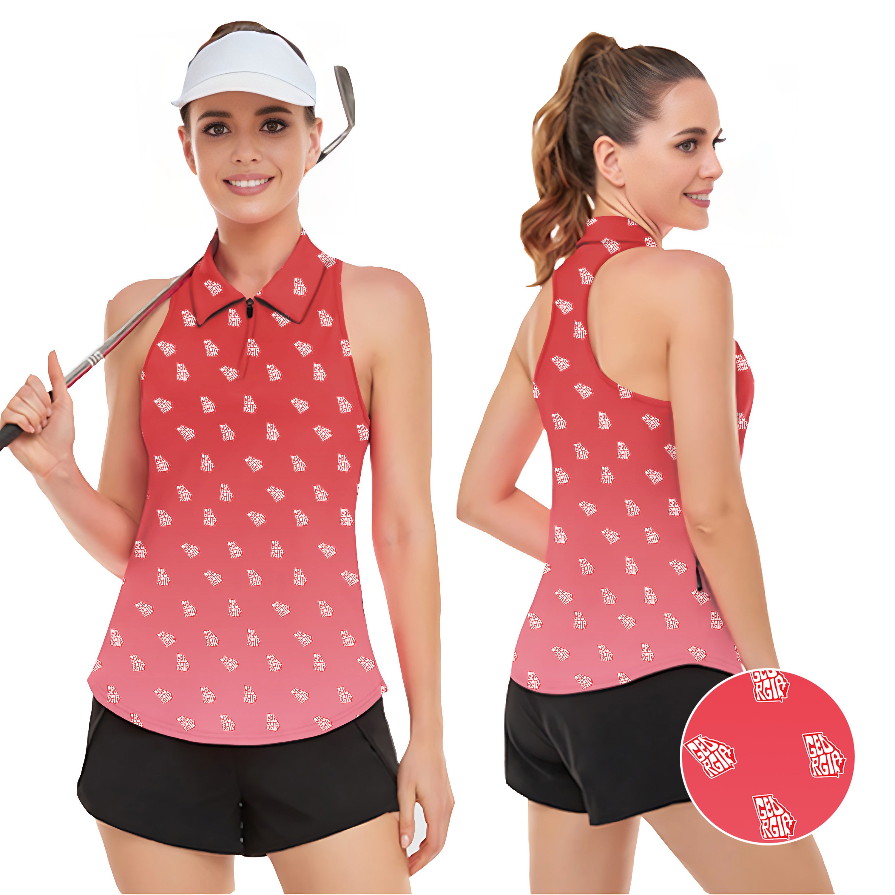 Red Georgia Women’s Sleeveless Golf Tank Top Shirt Polo