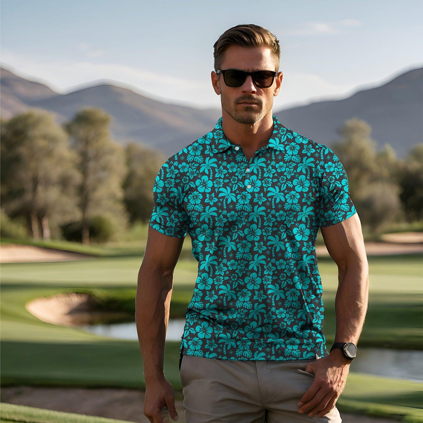 Men's Tropical Hibiscus golf polo