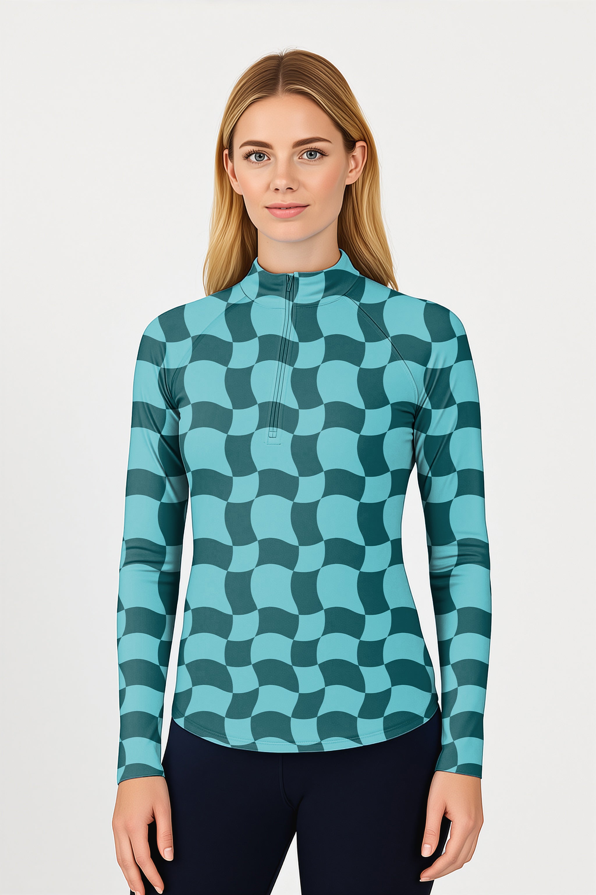Wavy SquareTanjirou Women's Golf Active 3/4 Zip Top