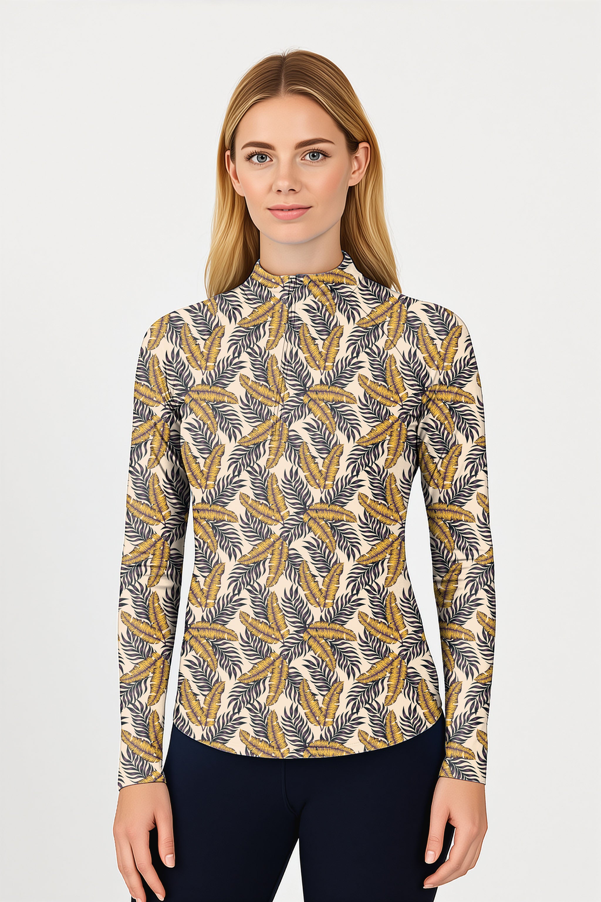Golden Tropics  Women's Golf Active 3/4 Zip Top