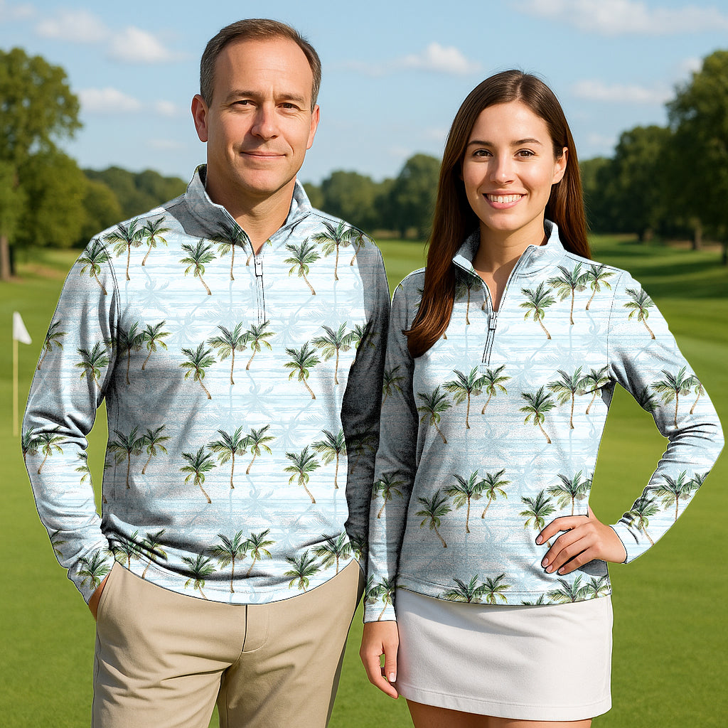 Makani Olu Olu Couple Golf Active 3/4 Zipper Top Long Sleeves