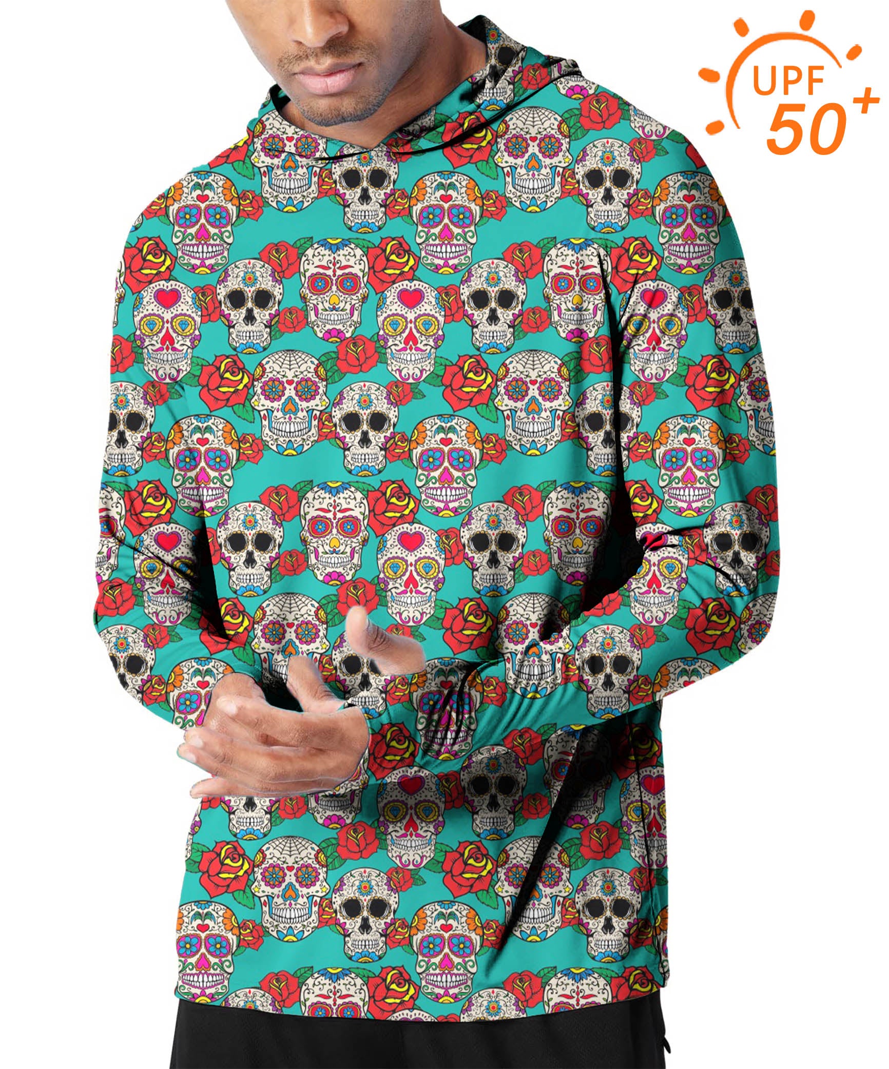 Men's Outdoor Skull and Rose Golf Sun Protection Slim Fit hoodies