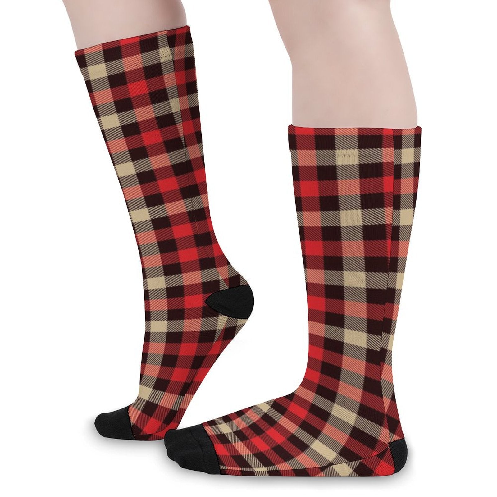 Red grid Prined socks Gifts for Men Women