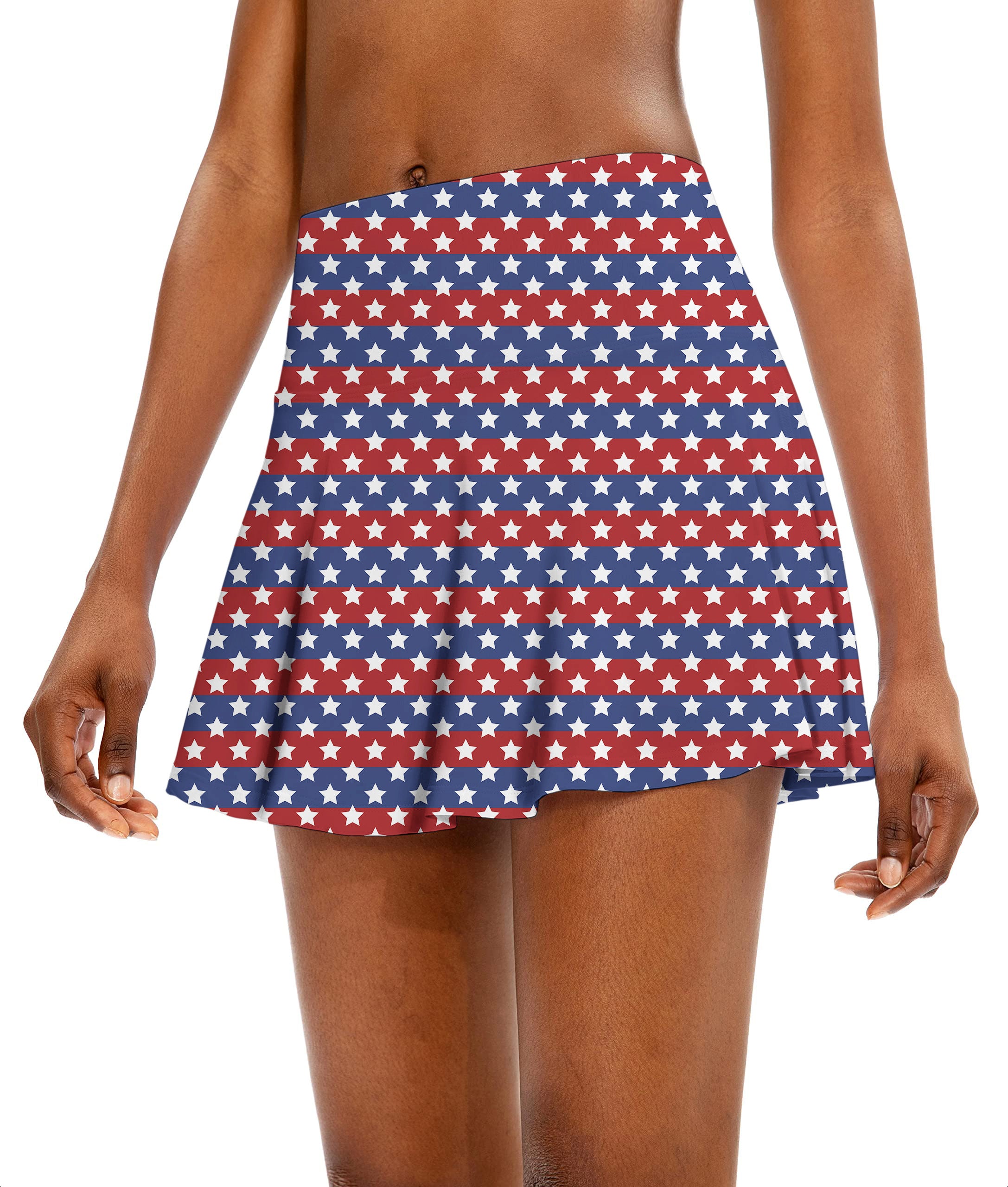 US Flag Stars Women's Athletic Golf Skorts Flared Skirts