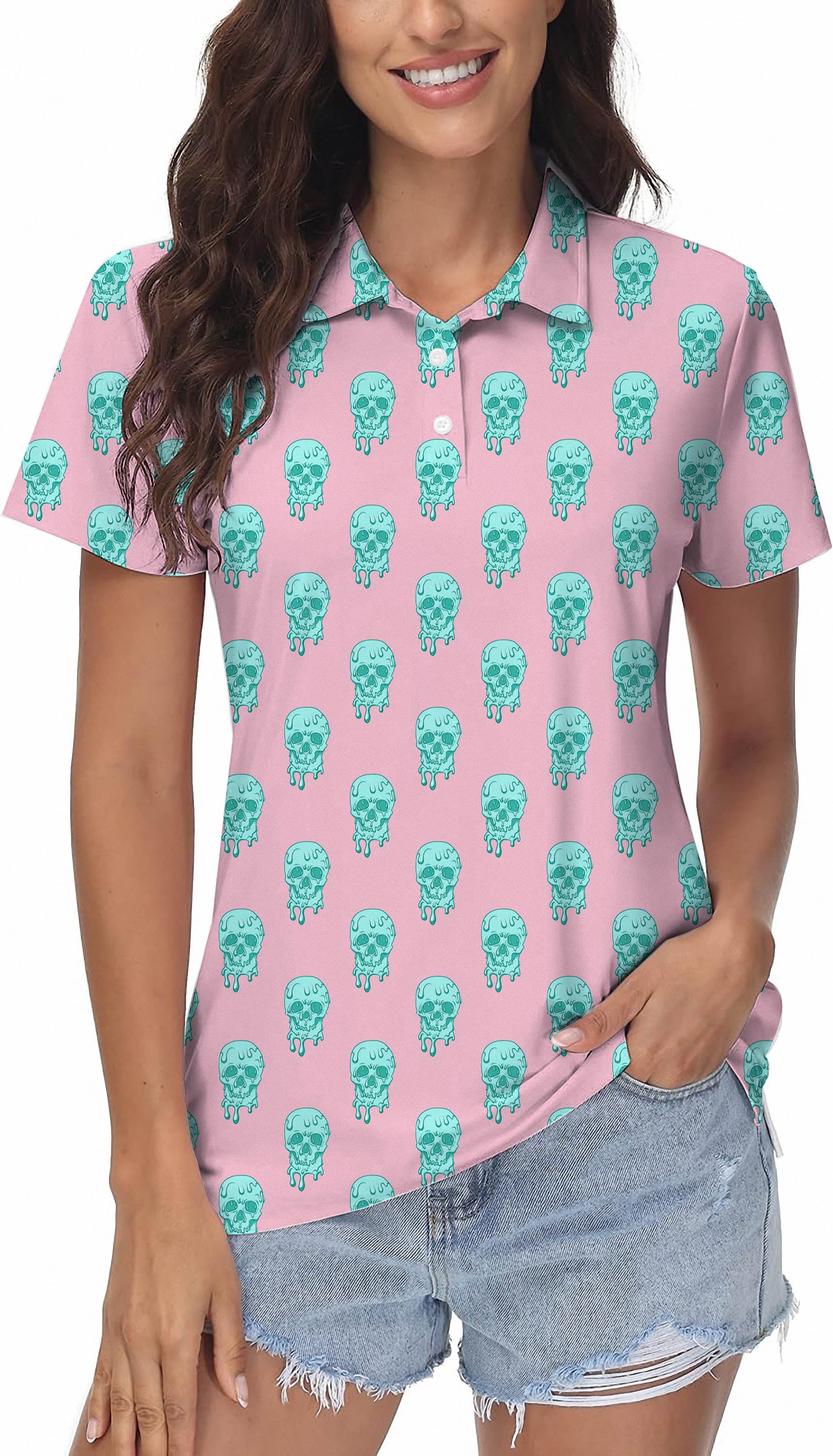 Women's Dripping Skull Golf Polo