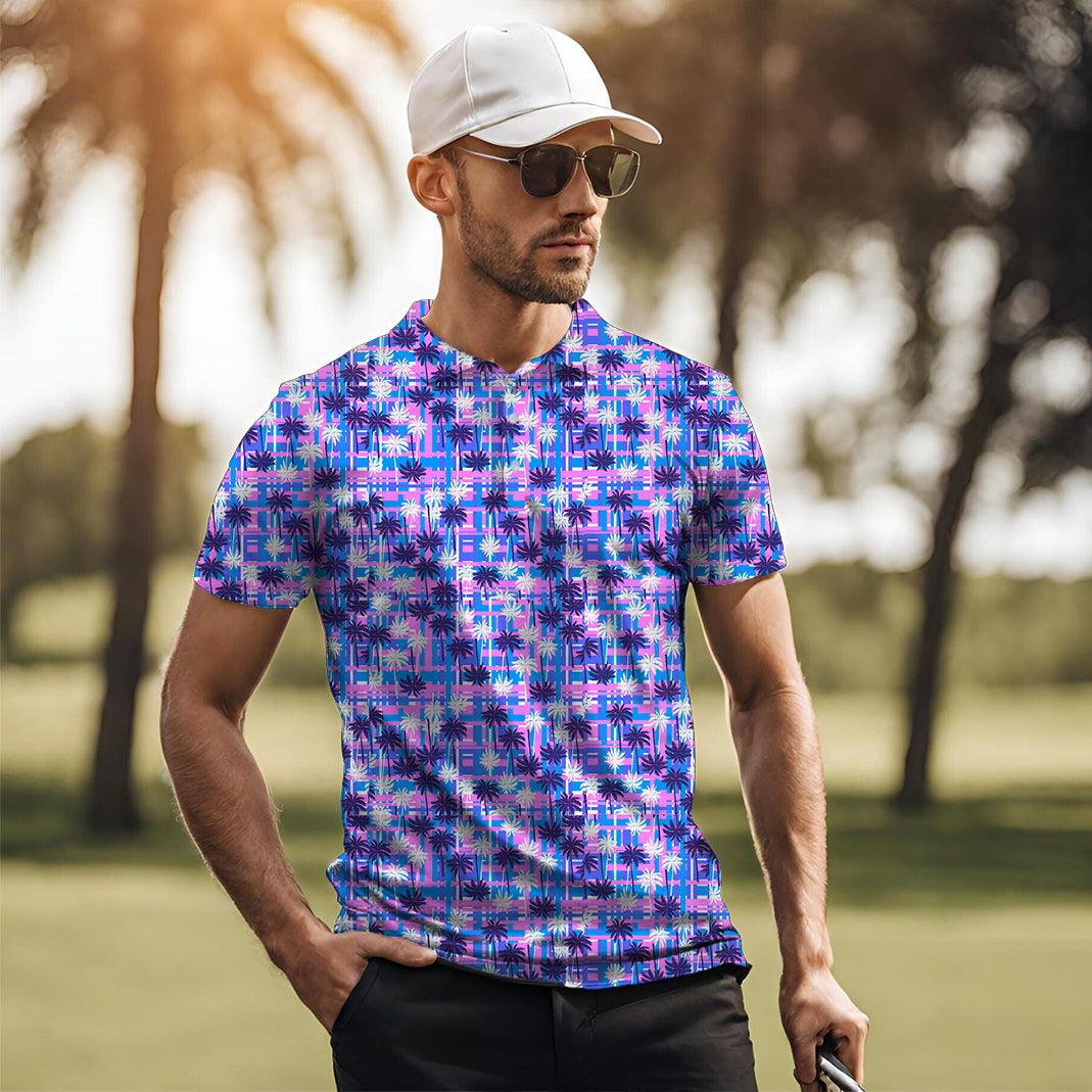 Purple Coconut Tree-Men's golf polo