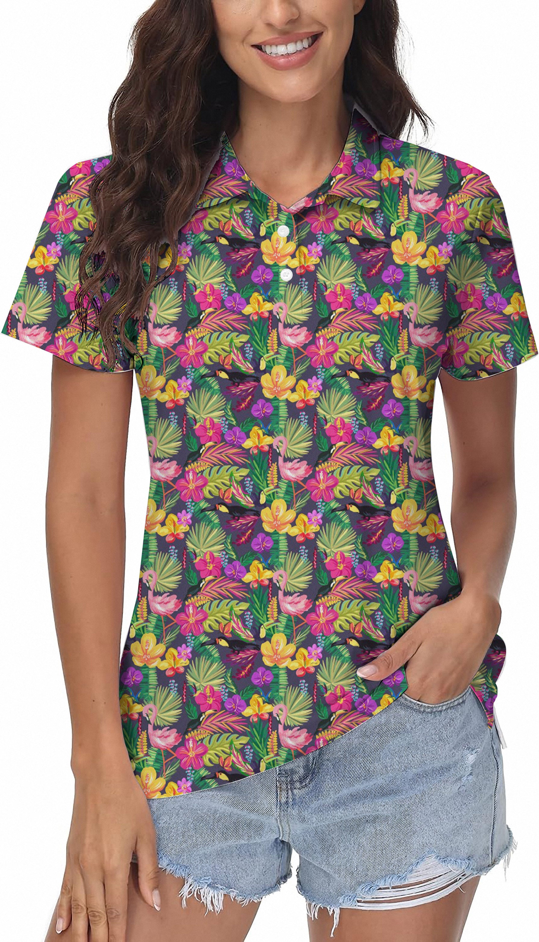 Hand drawn flamingon Women's Golf Polo