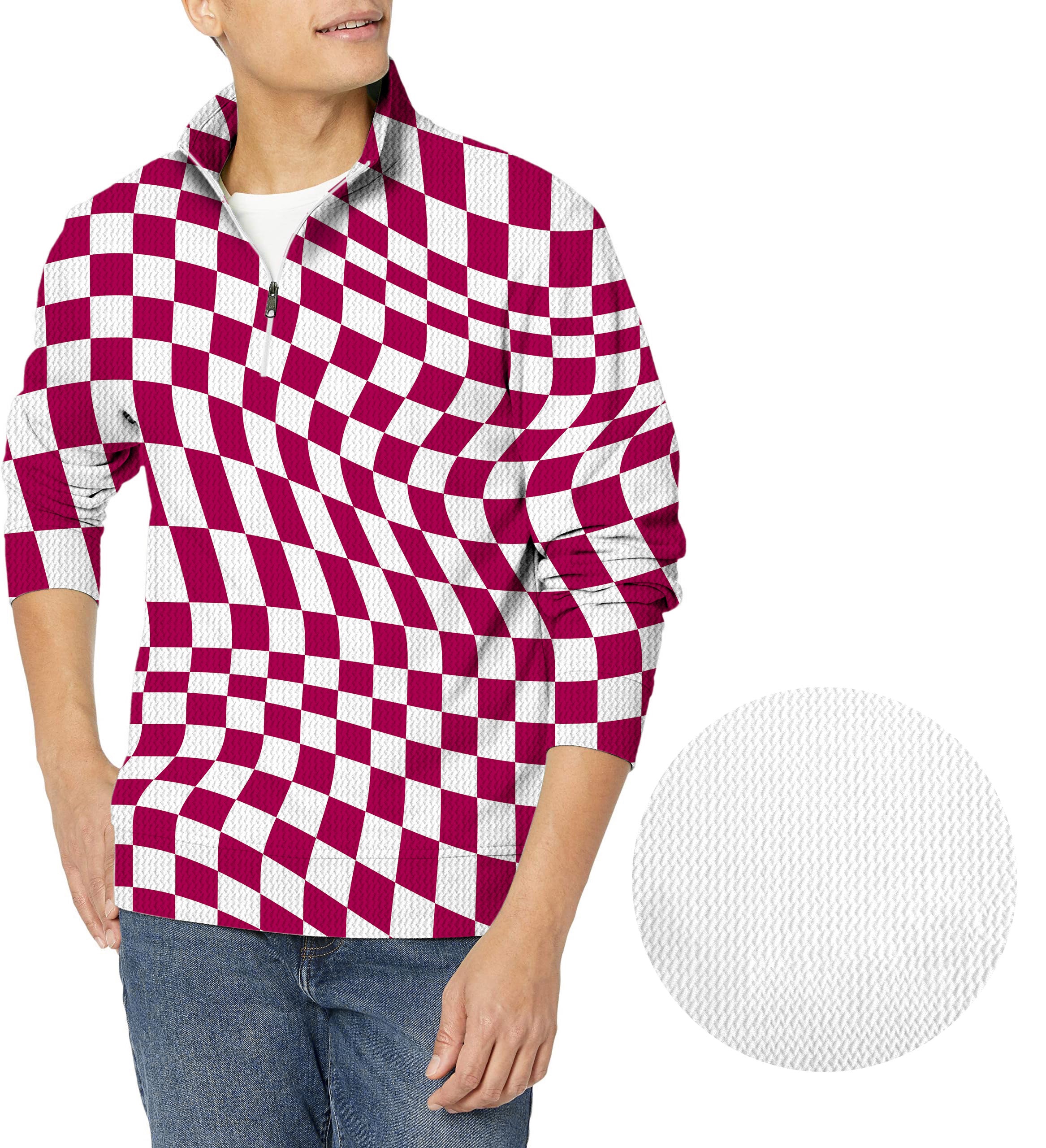 Distorted space-Men's Golf Waffle Zipper Pullover