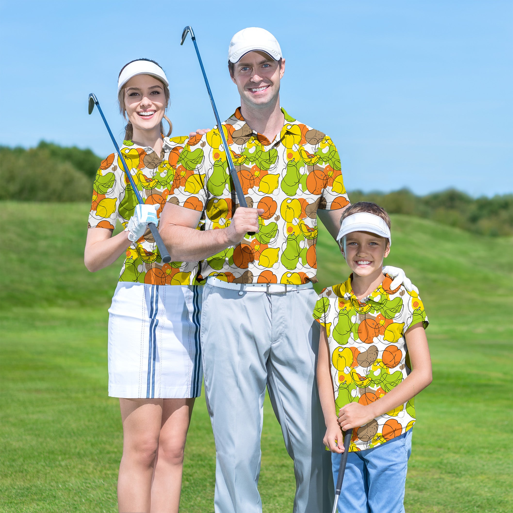 Family colorfull fruit set Golf Championship Trophy tournament