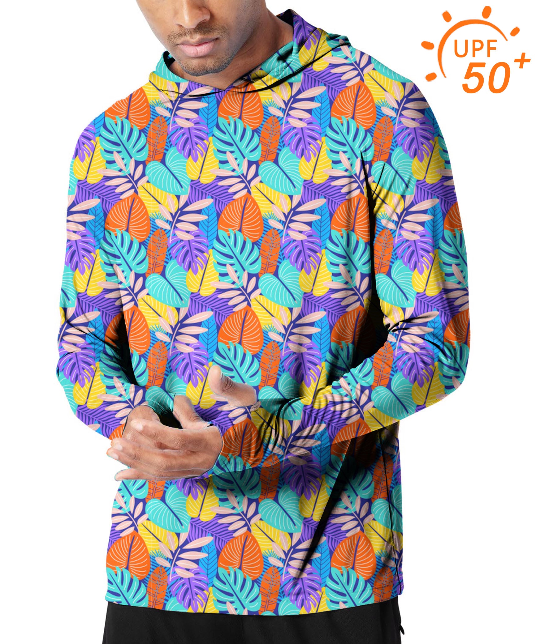 Men's Outdoor Tropical palm leaves Golf Sun Protection Slim Fit hoodies