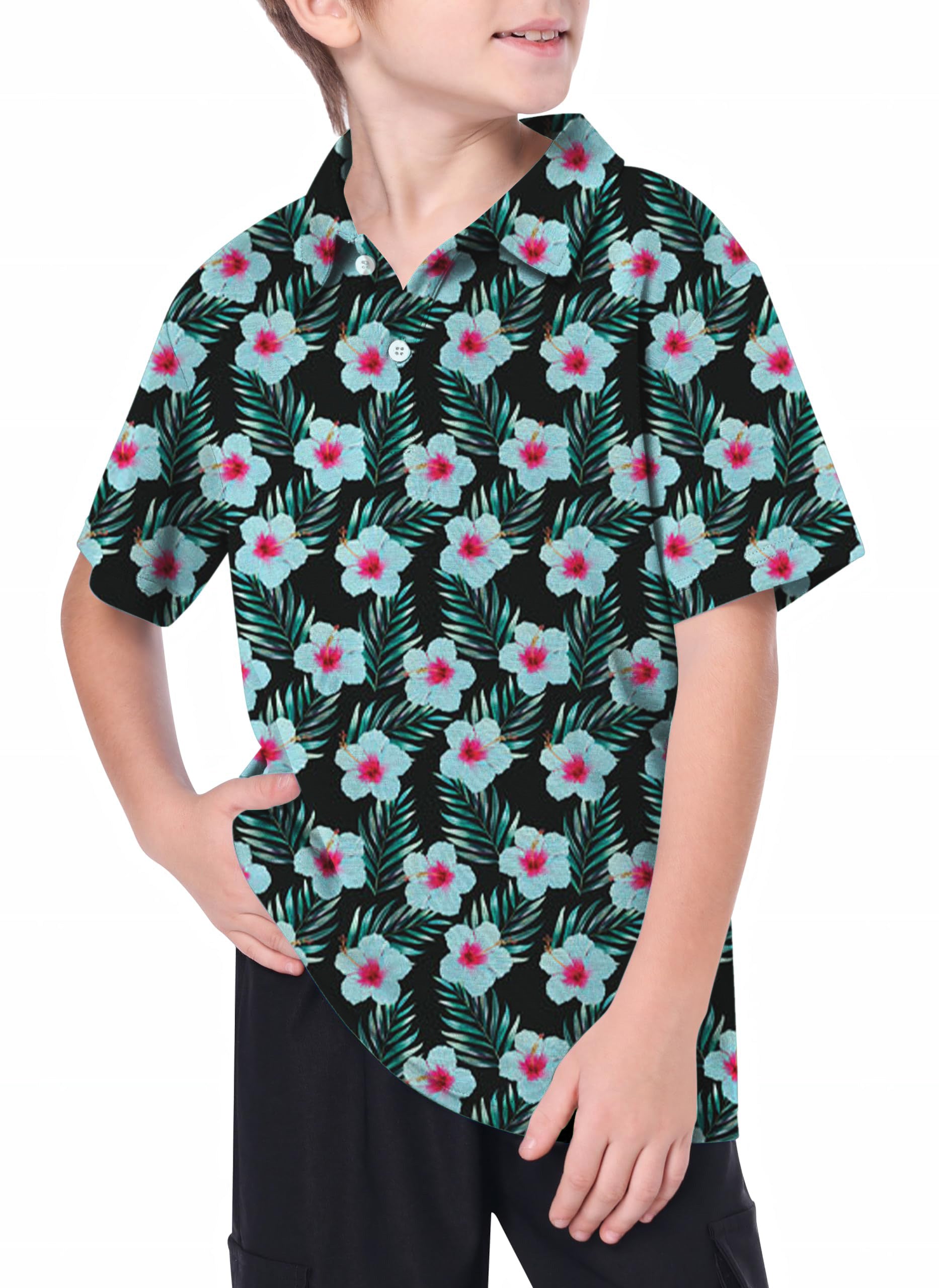 Youth Tropical Flowers Golf Polo