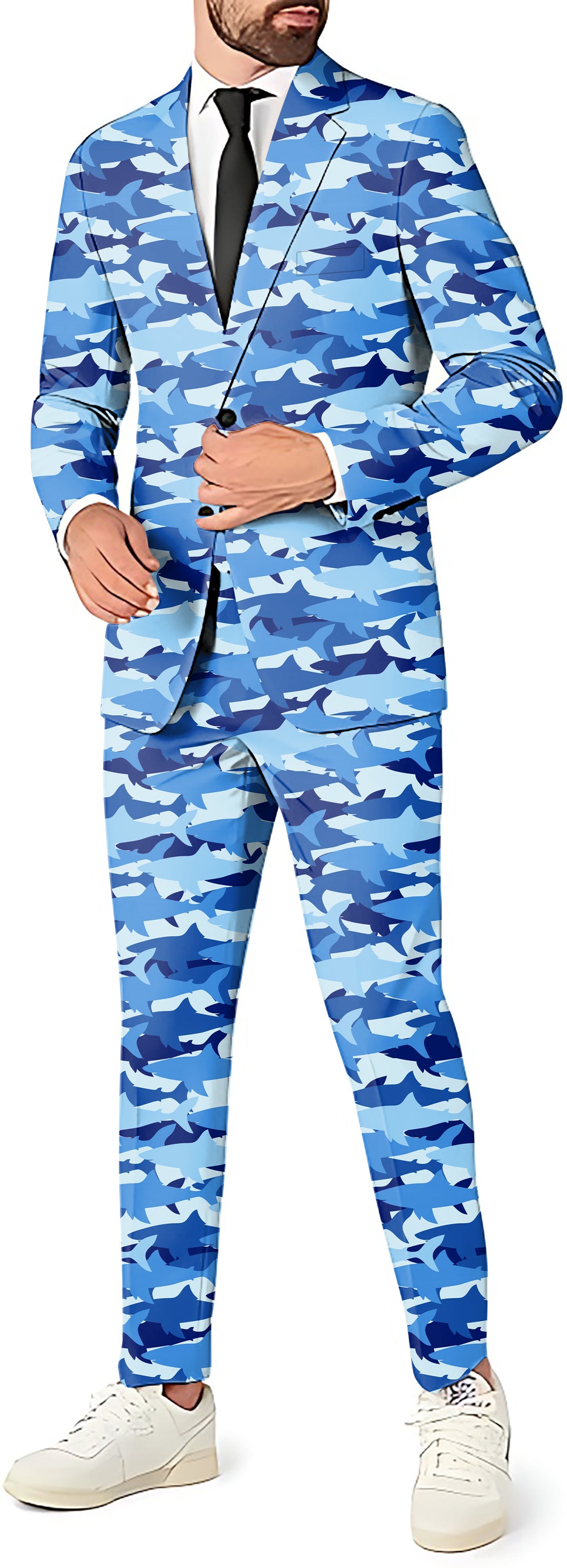 Shark Camo Men's Party Costumes-Theme Party 2 or 3pcs Suit set-Blazer Pants & Vest