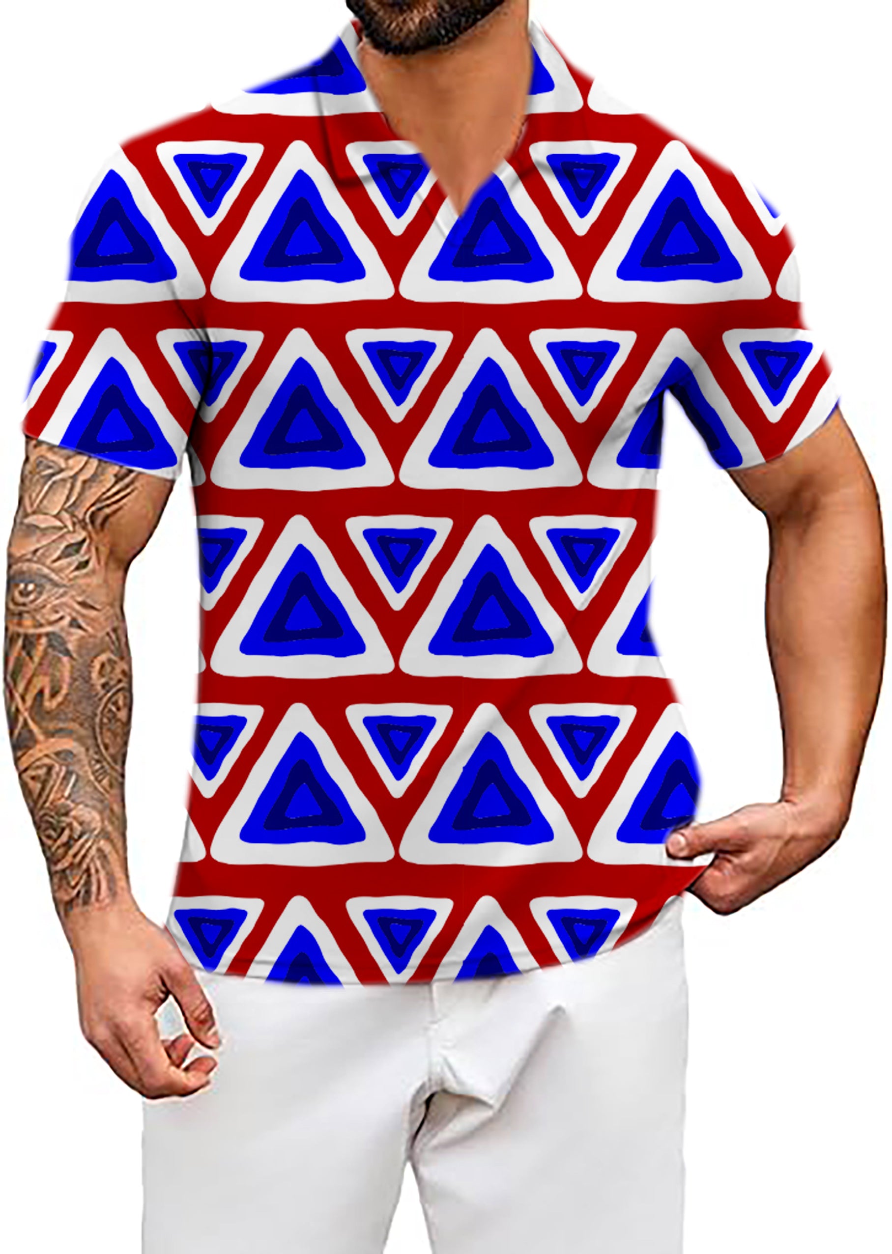Men's Triangle tribal V Neck Golf Polo Shirts