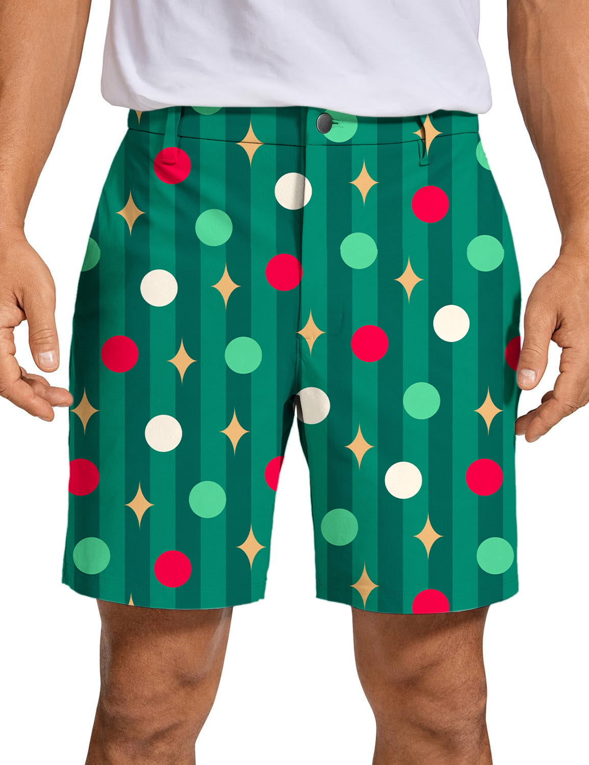 Men's Green Christmas Lollipops Golf Shorts