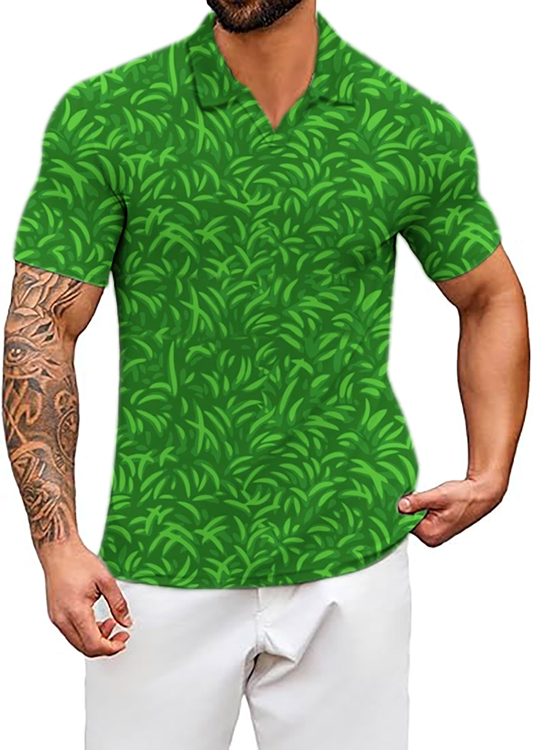 Men's On The Greens V Neck Golf Polo Shirts