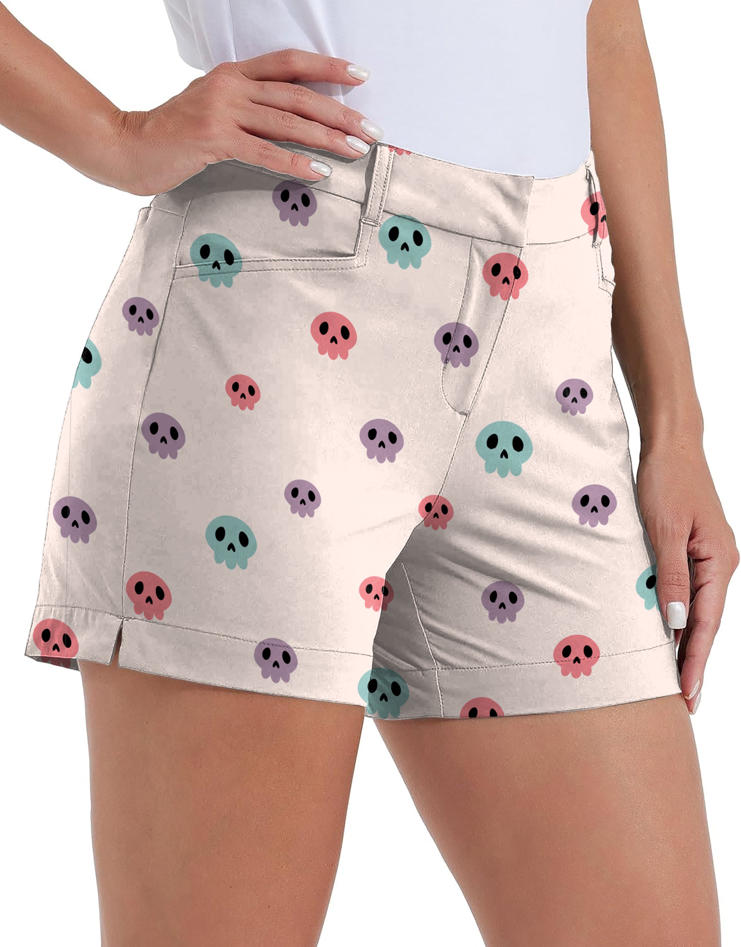 Colorful Halloween Skull Polo Own Logo 4.5/7/10 Golf Shorts Quick-Drying Woman Outdoor Casual Shorts With Pockets Waterproof