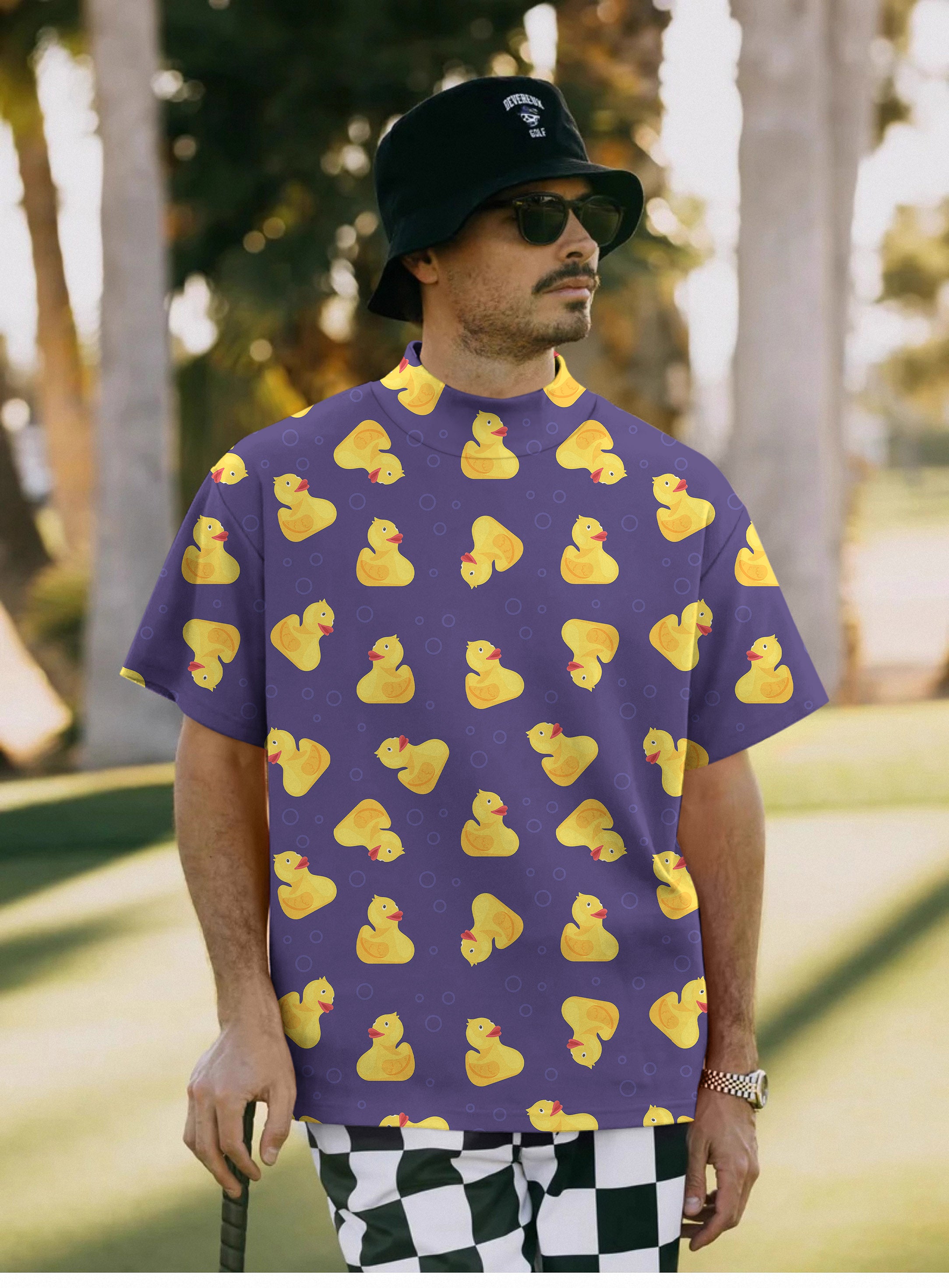 Men's Yellow duck Pullover High neck Long/Short sleeve T-Shirt