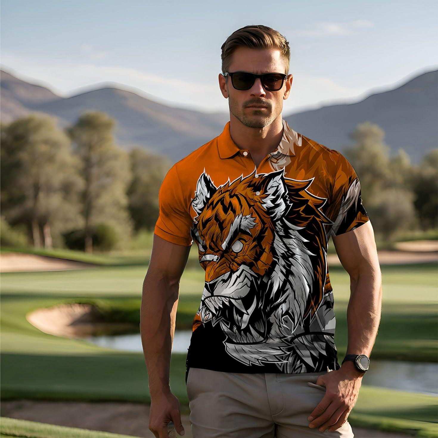 Men's golf polo tiger shirt