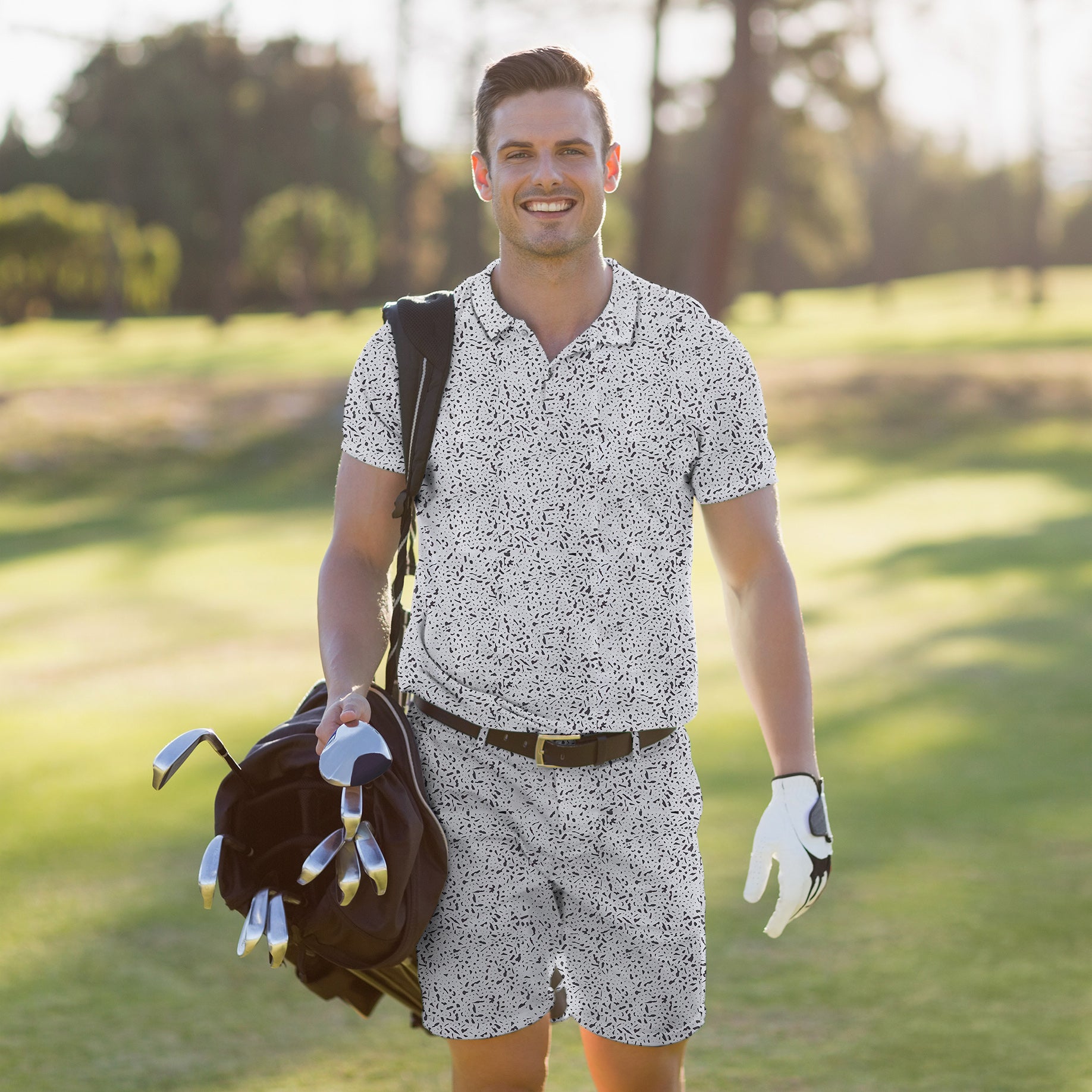 Men's Golf Set Polo+Shorts Speckle