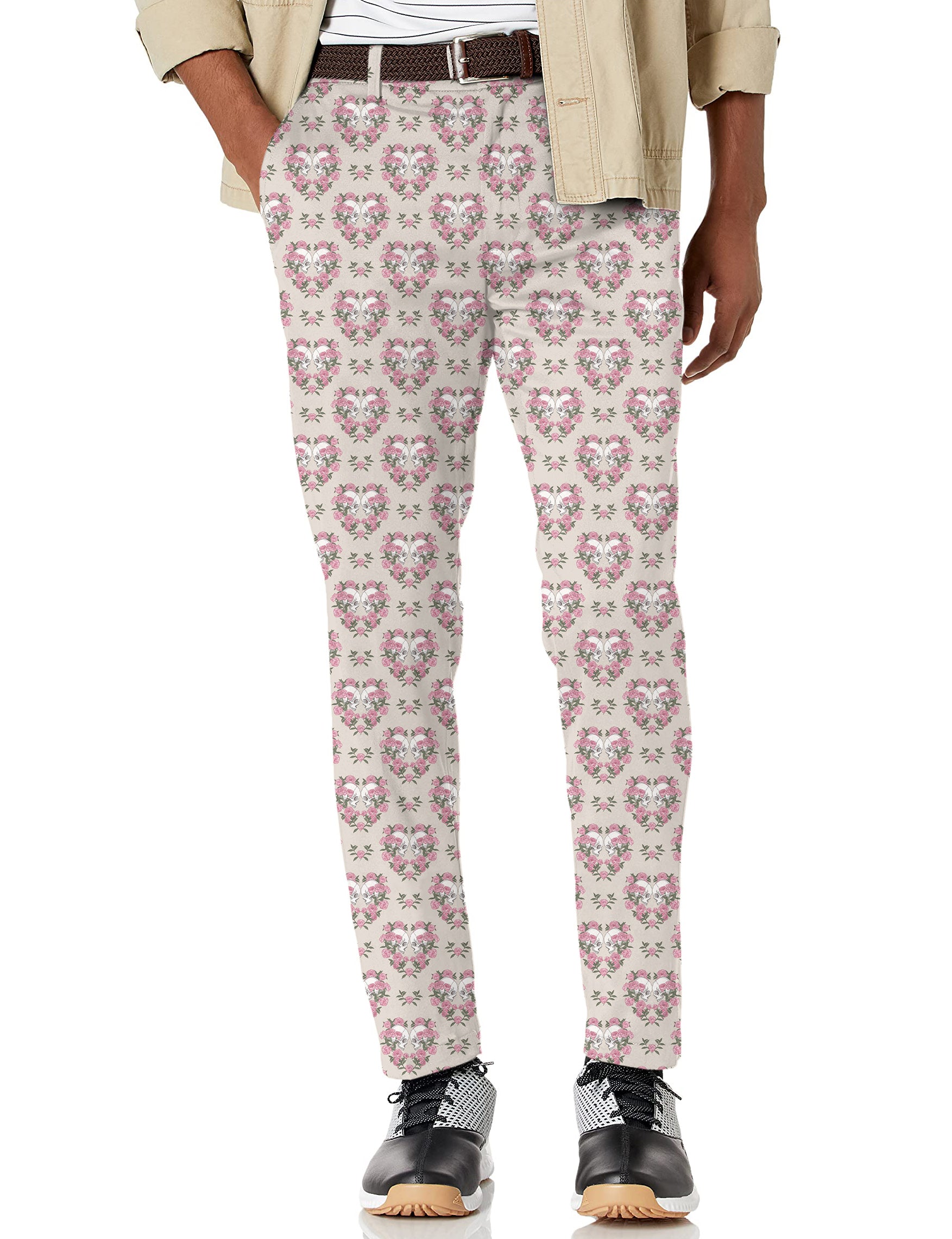 Men's Halloween Skull Rose Stretch Golf Pants