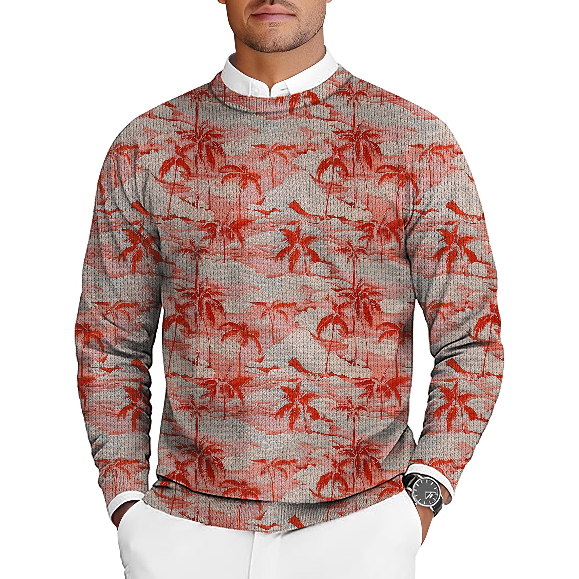 Palm Men's Golf Crewneck Pullover Sweaters Ugly Sweater