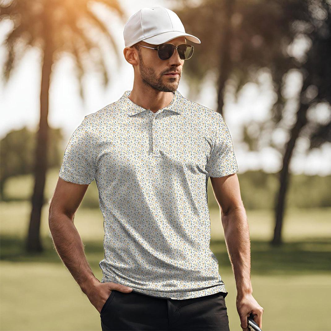 Men's Yellow terrazzo golf polo