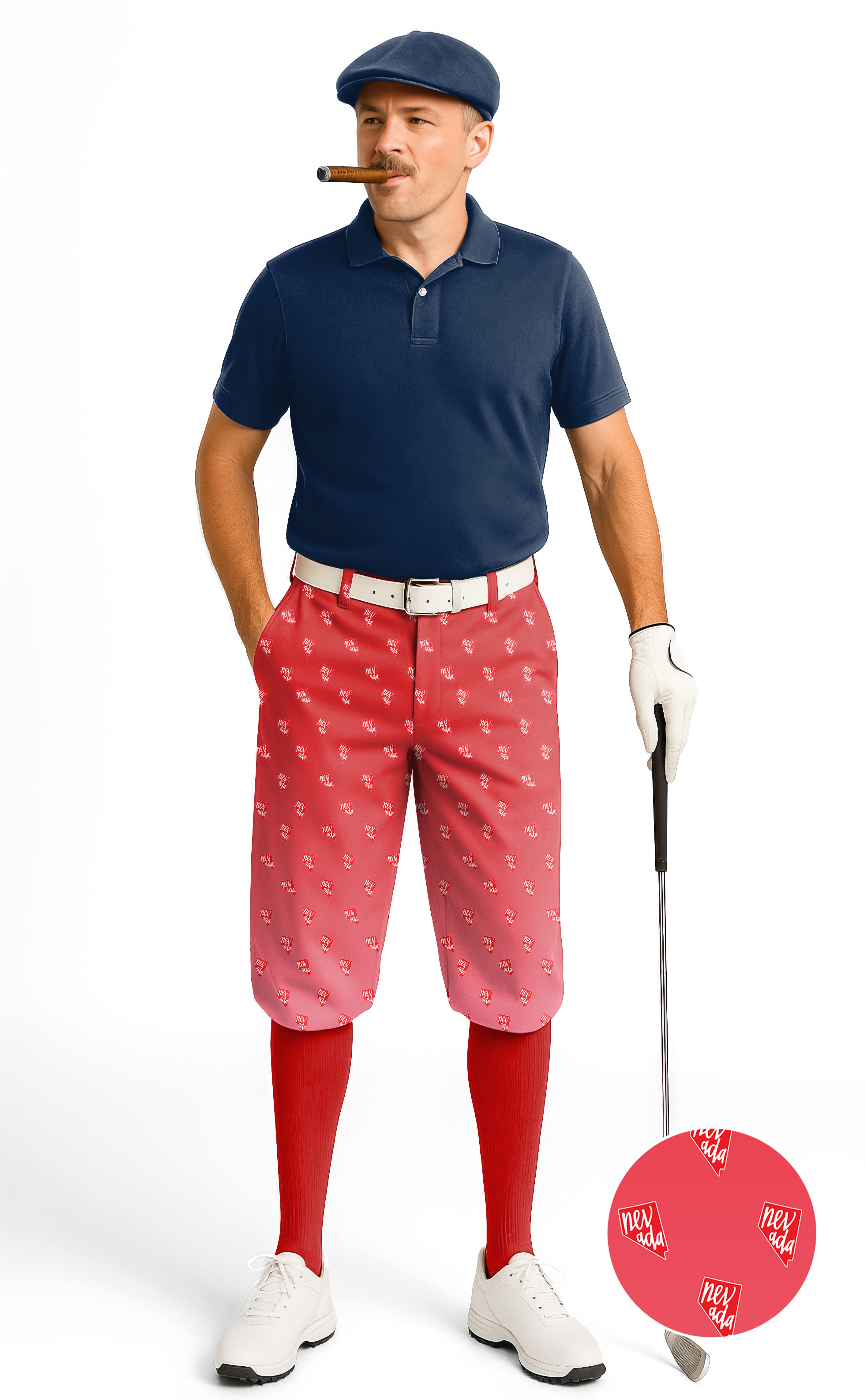 Red Nevada Men's Golf Knickers Pants