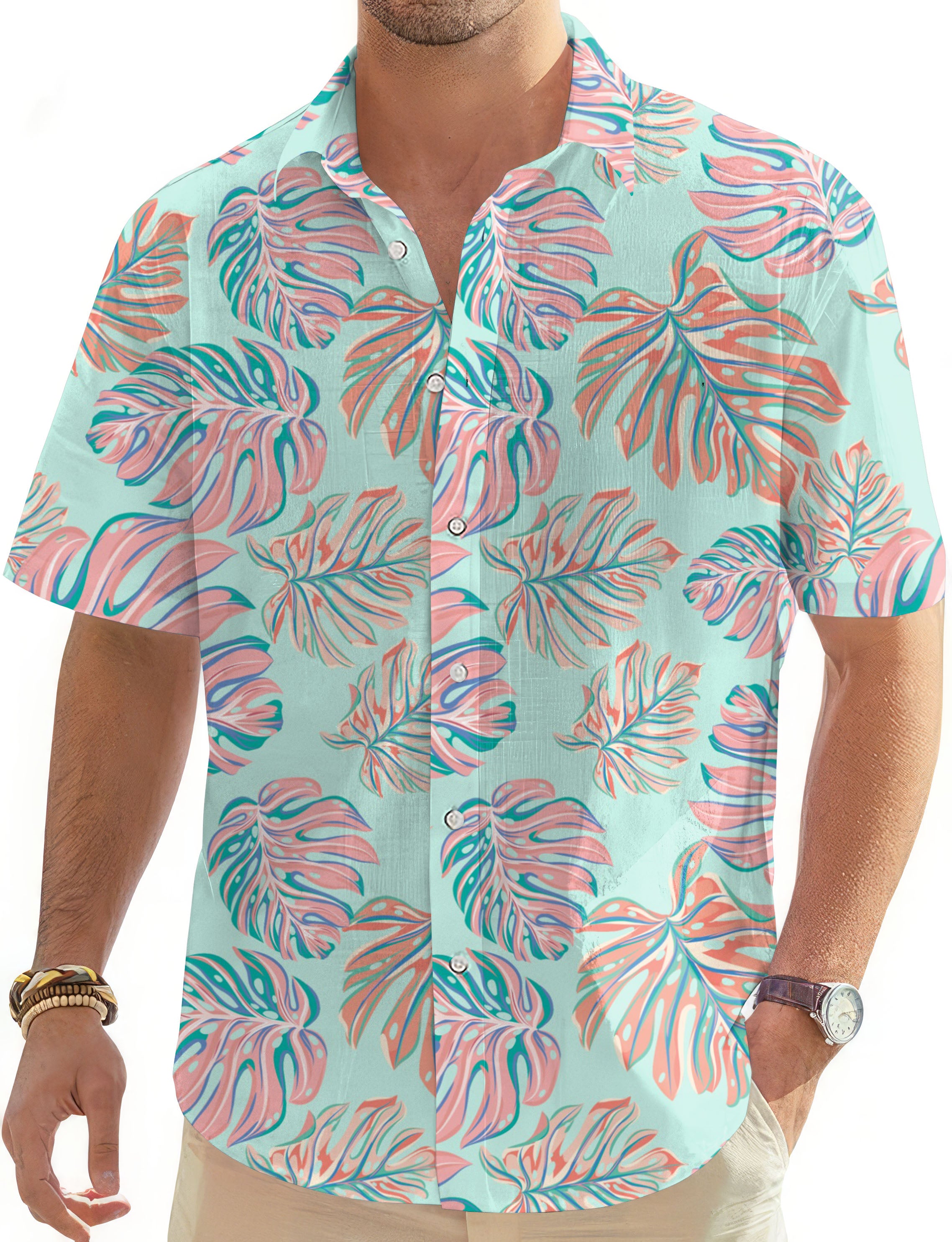 Magic Leaves-Men's Golf Hawaiian Shirts Button Down Shirt