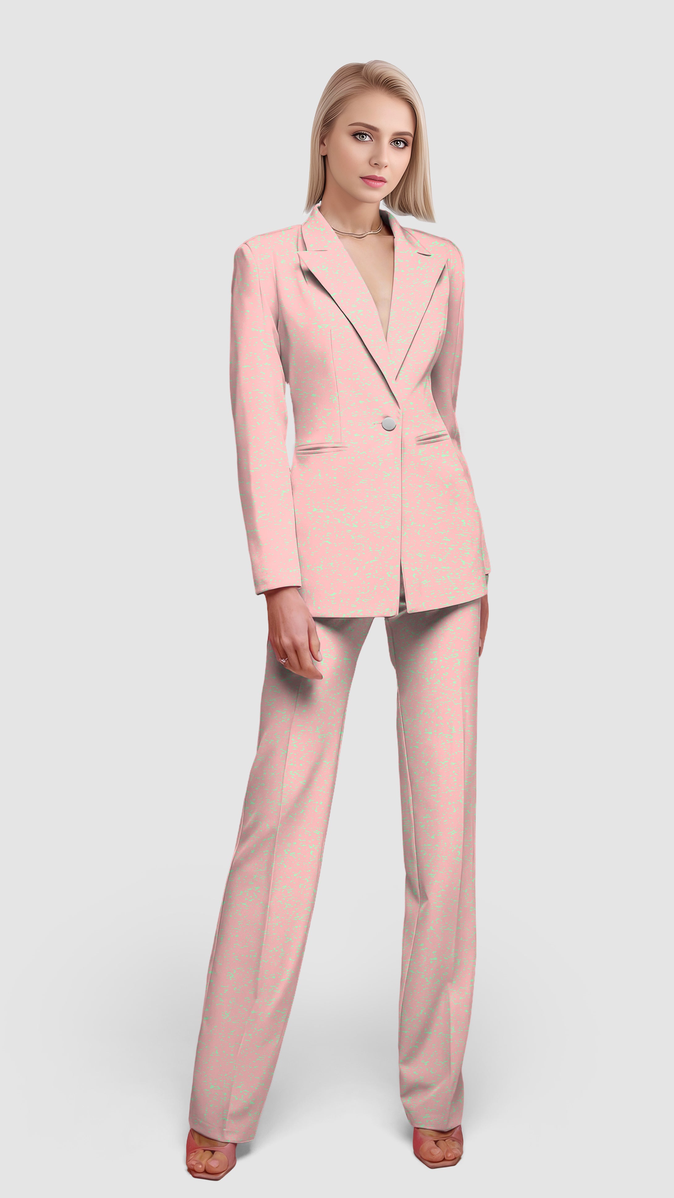 Pastel Pink Fusion-Women's Blazer Casual Work Office Blazer Suit set