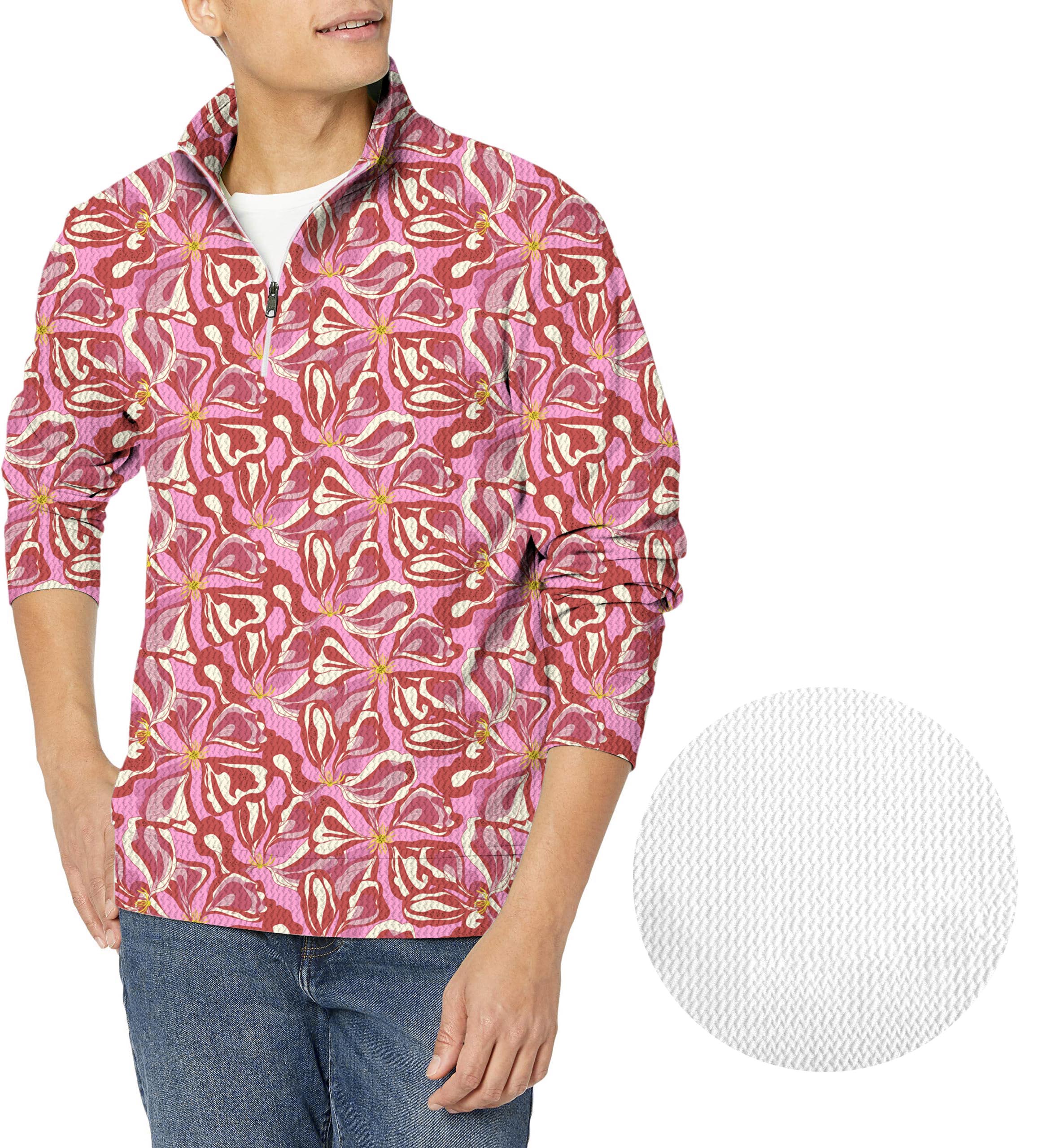 Sunset Blossom-Men's Golf Waffle Zipper Pullover
