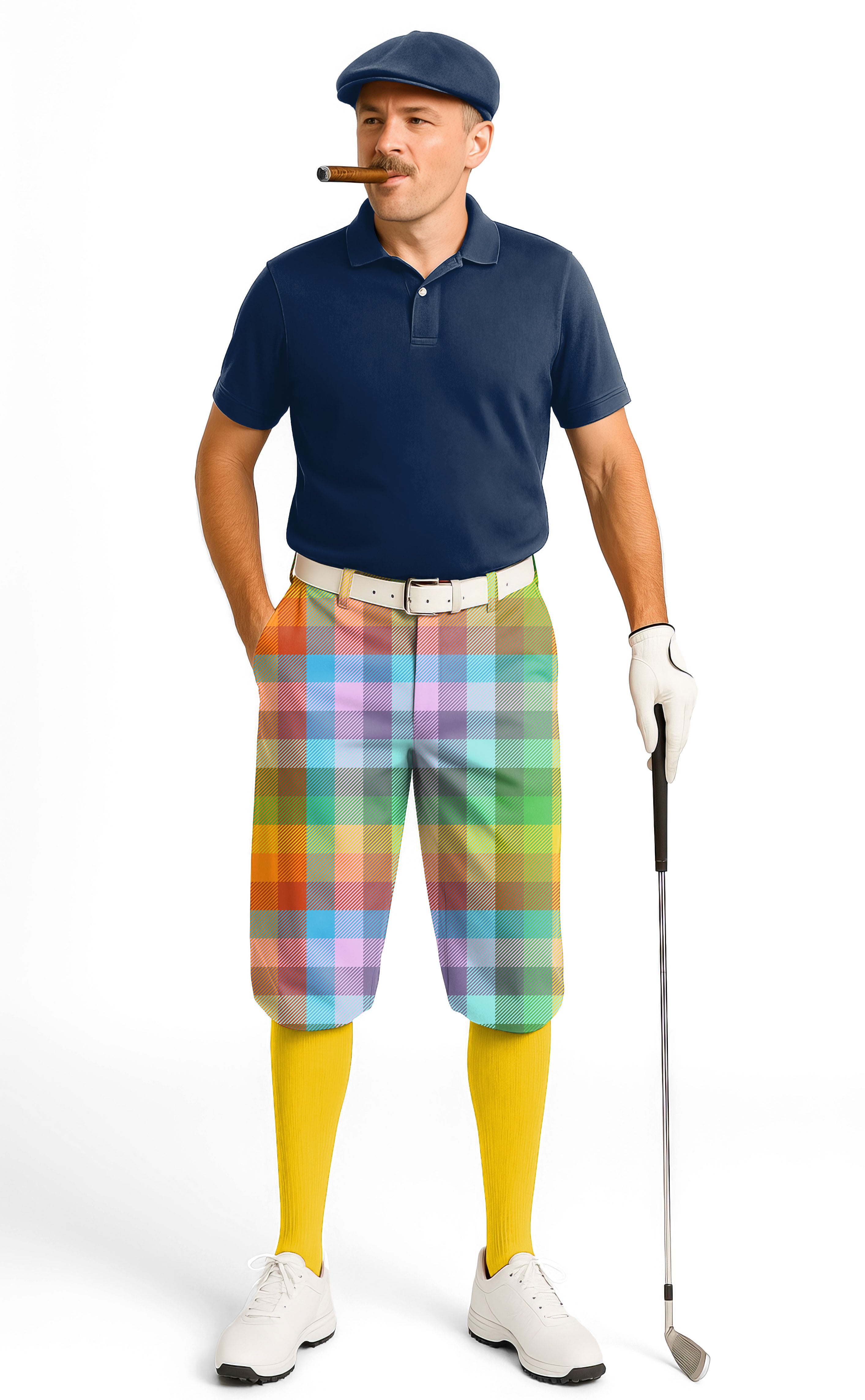Rainbow grid-Men's Golf Knickers Pants