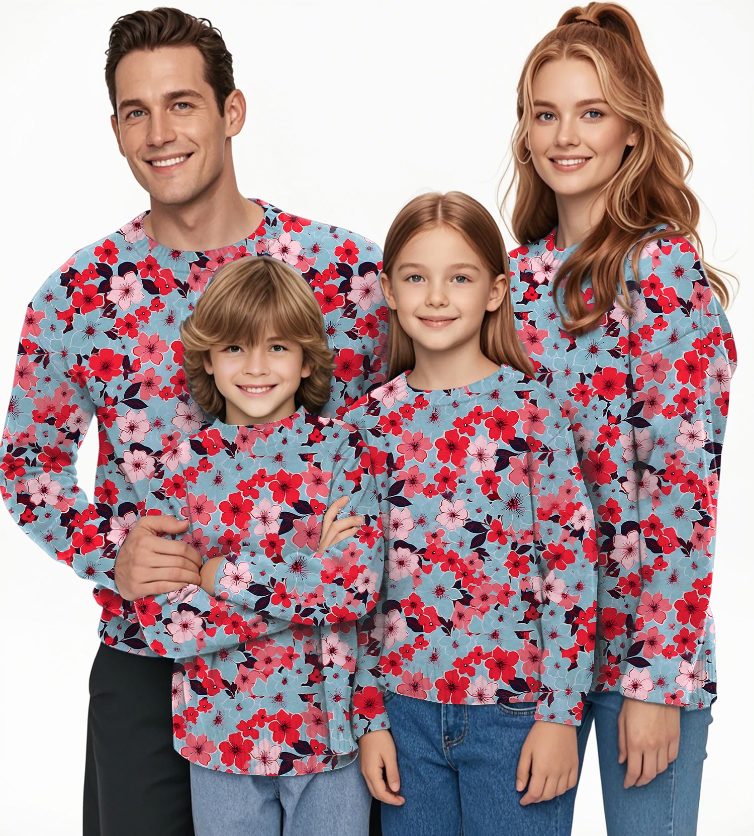 Tropical flowers Crewneck Pullover Ugly Sweater Men Women boy girl family