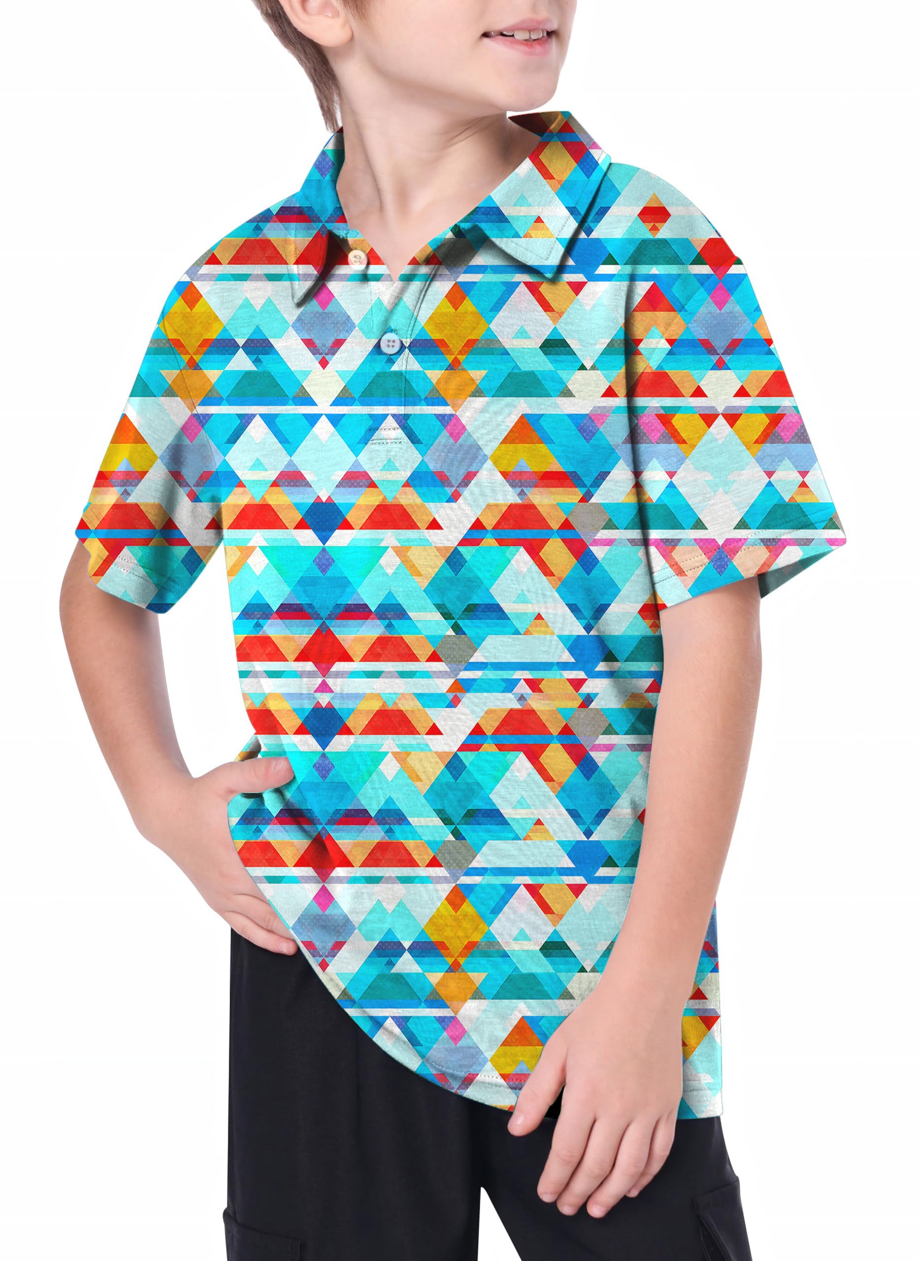 Youth Geometric lattice Golf Polo